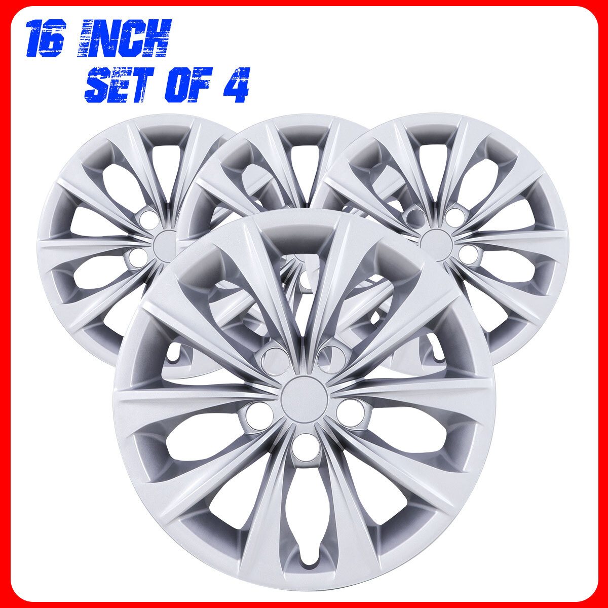 16″ Snap On Silver Set Of 4 Wheel Cover Hubcaps For 2015-2017 Toyota Camry