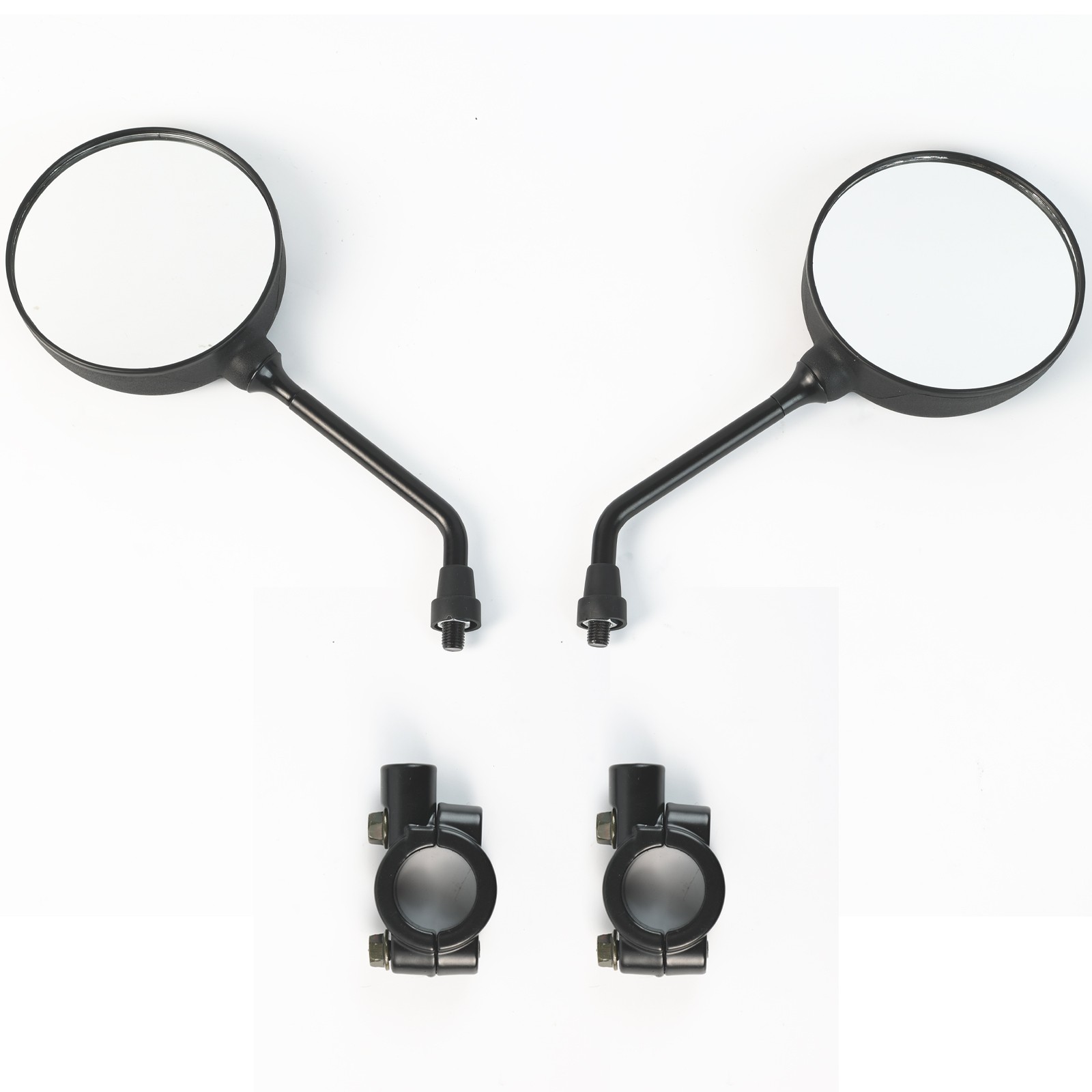 2PCS Universal Black Round Motorcycle Rear View Mirror For Honda Kawasaki Suzuki