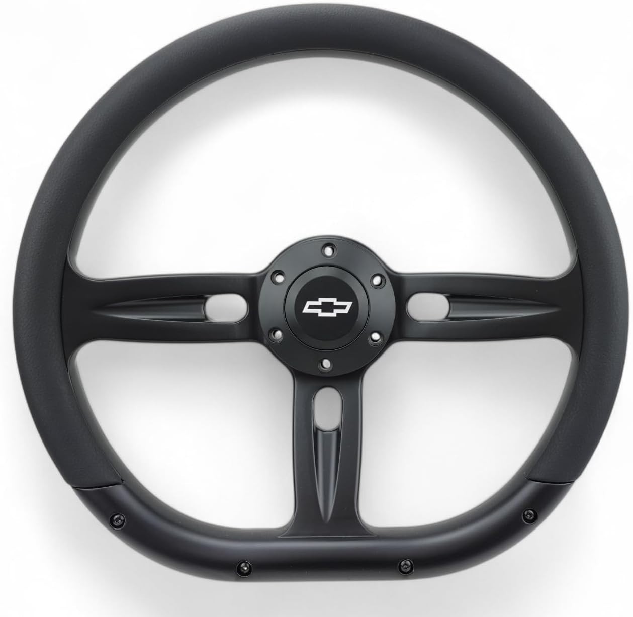 14″ D Shape Black Steering Wheel 6 Hole Half Wrap Car Truck SUV Chevy Horn