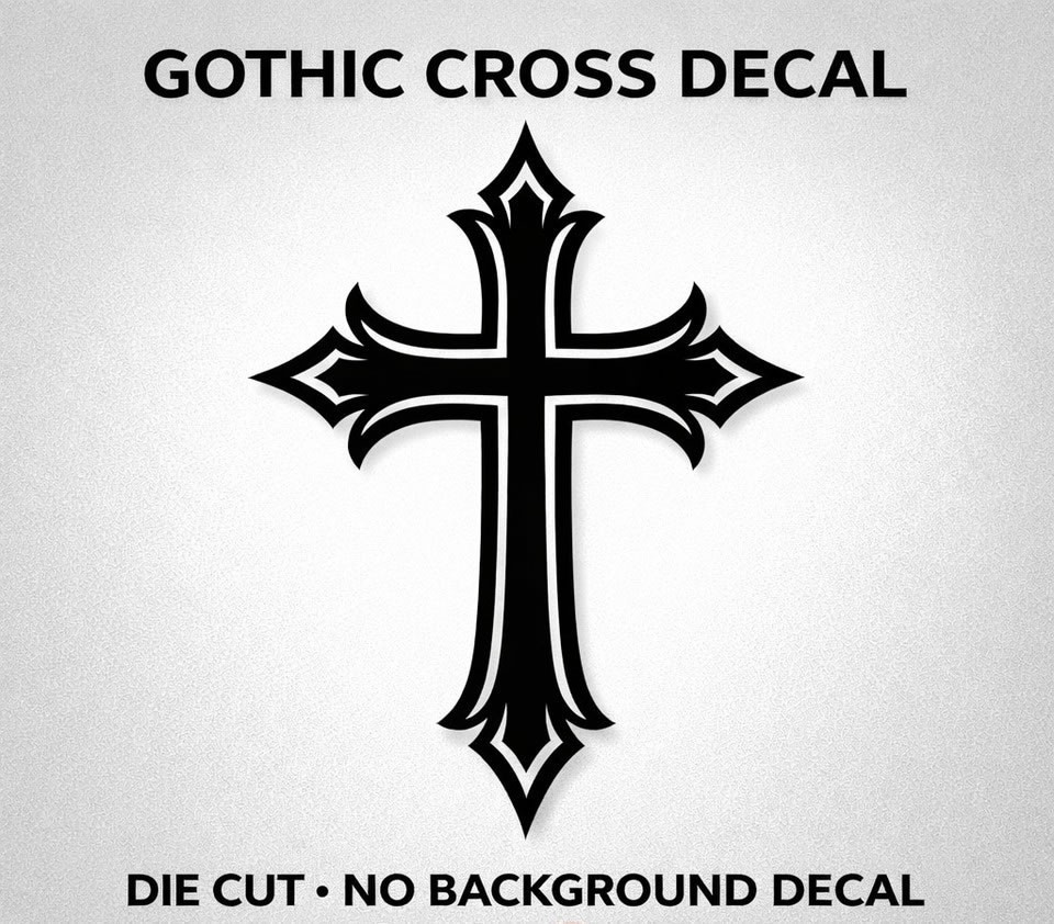 Gothic Christian Cross Vinyl Decal Faith Sticker Religious Car Window Laptop