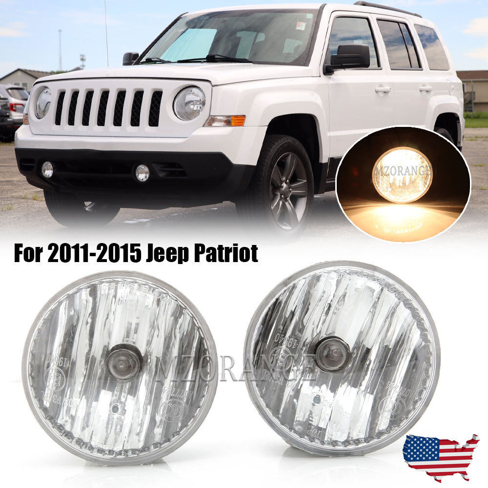 Pair Clear Lens Bumper Fog Lights For 2011-2015 Jeep Patriot Left+Right W/ Bulbs
