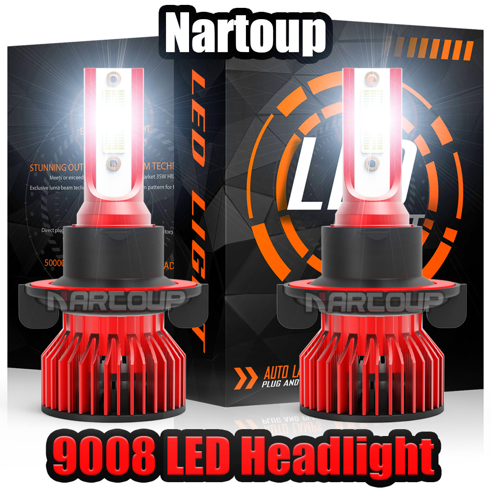 AuureLamp H13 9008 LED Headlight Bulbs Kit High Low Beam 6500K 120W 25000LM