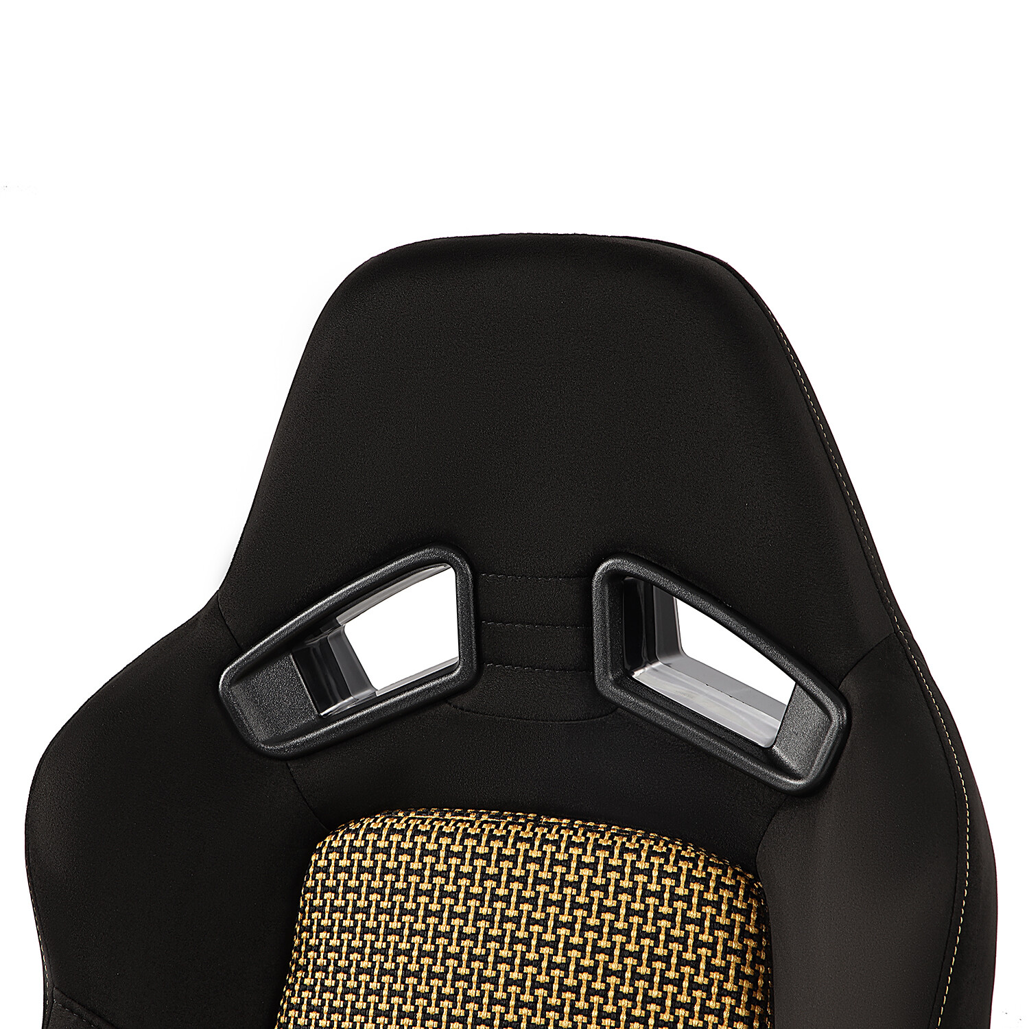 Universal Black+Gold I-pattern PVC Reclinable Racing Seats Pair Left/Right