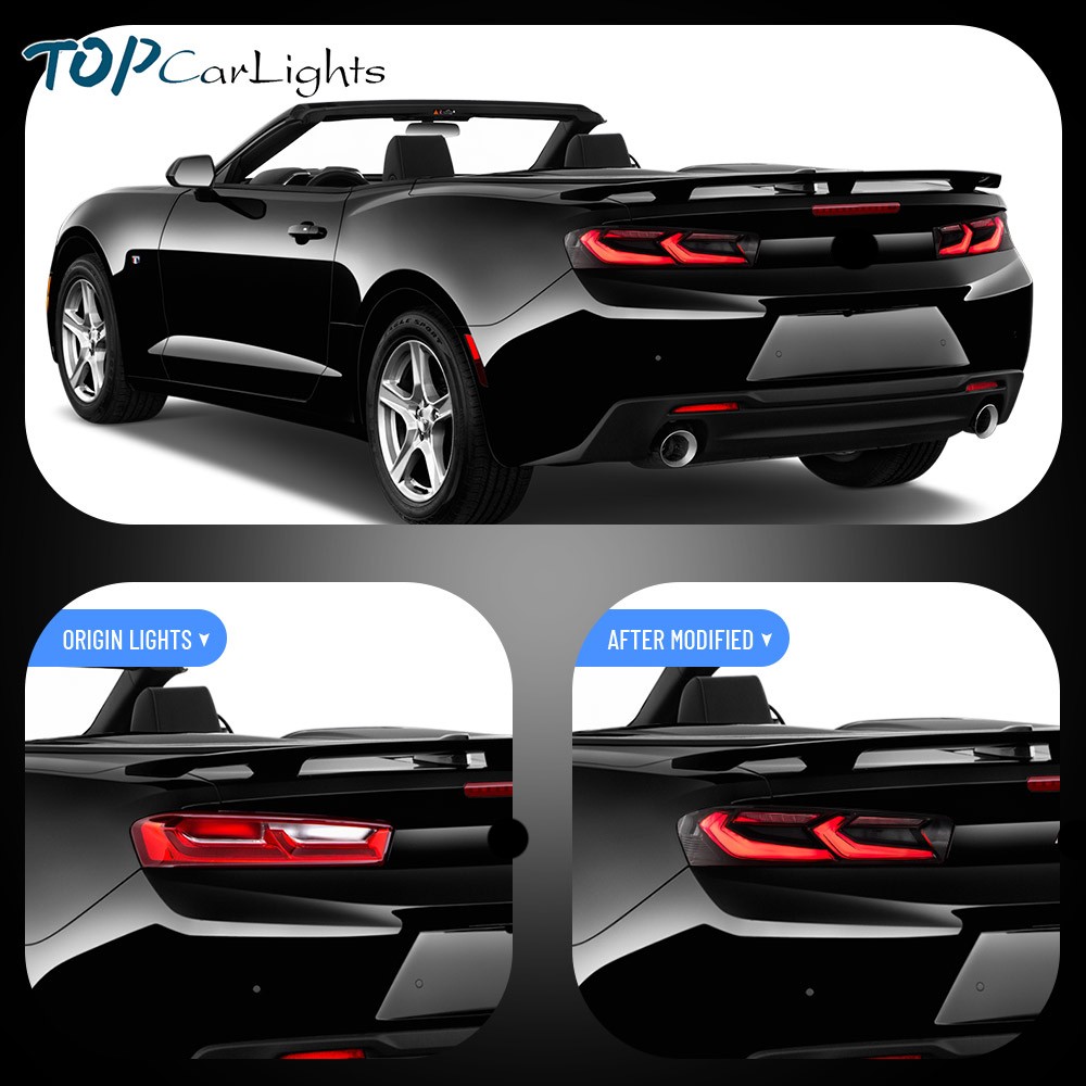 VLAND LED Headlights + Smoked Tail Lights For Chevrolet Chevy Camaro 2016-2018