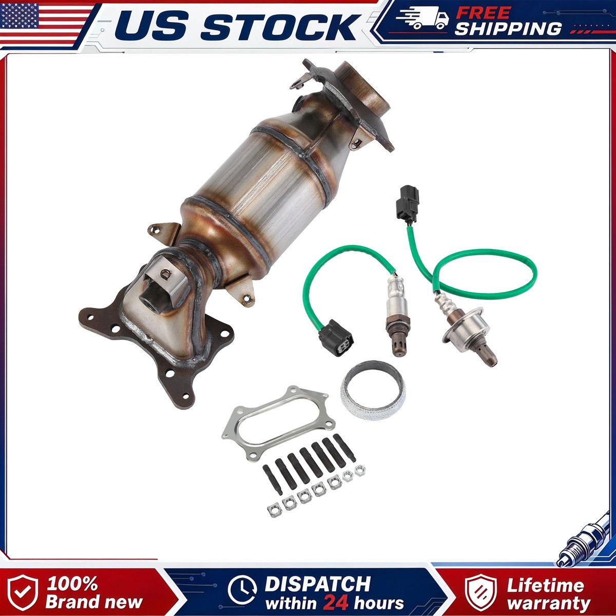 Front Catalytic Manifold Replace 17327 40870 Bolt On Connection Kit No Drilling