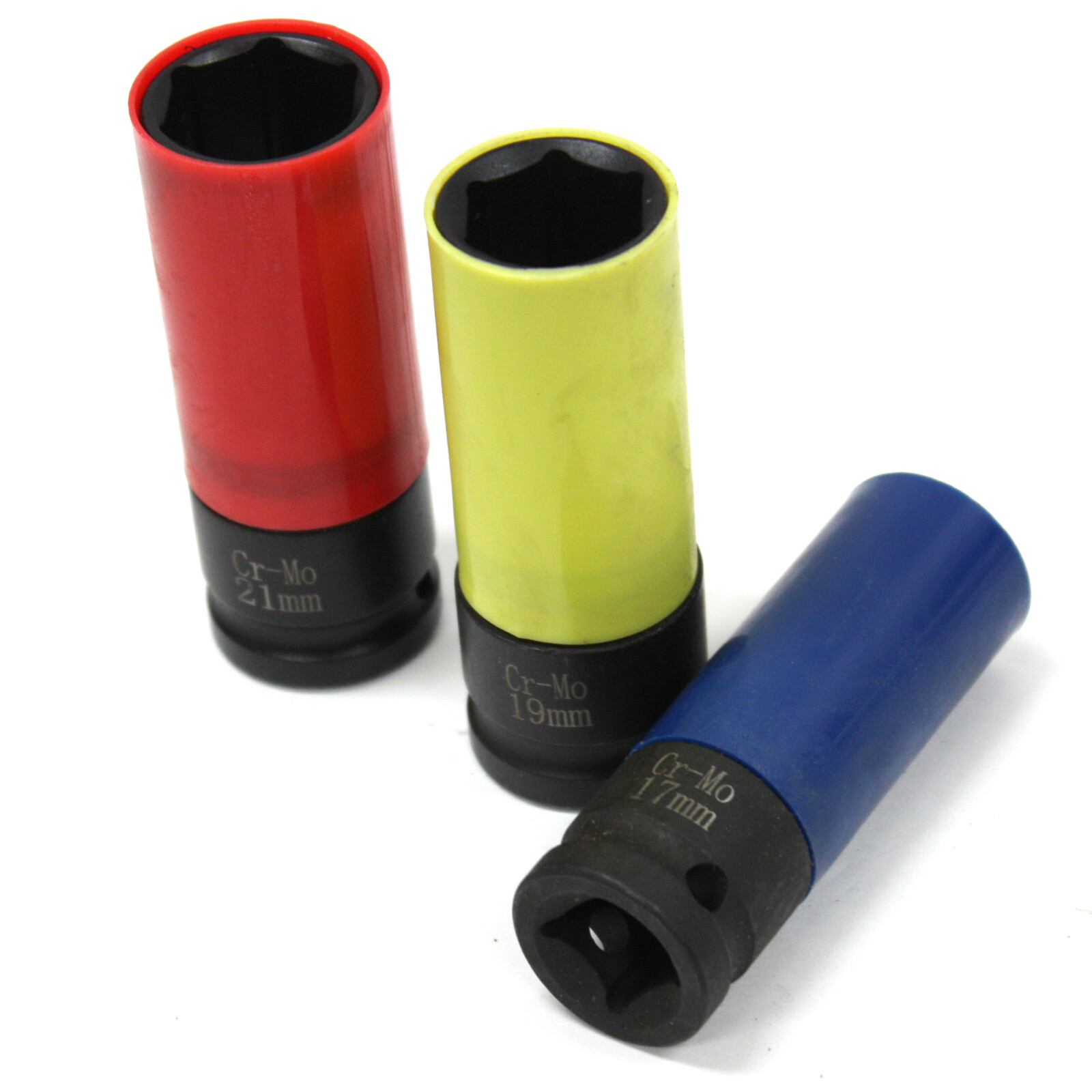 3 pc 1/2″ Drive Metric Impact Lug Nut Socket Set Thin Wall 17 19 21 mm w/ Sleeve