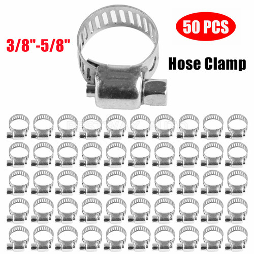 50X 3/8″-5/8″ Adjustable Stainless Steel Drive Hose Clamps Fuel Line Worm Clip