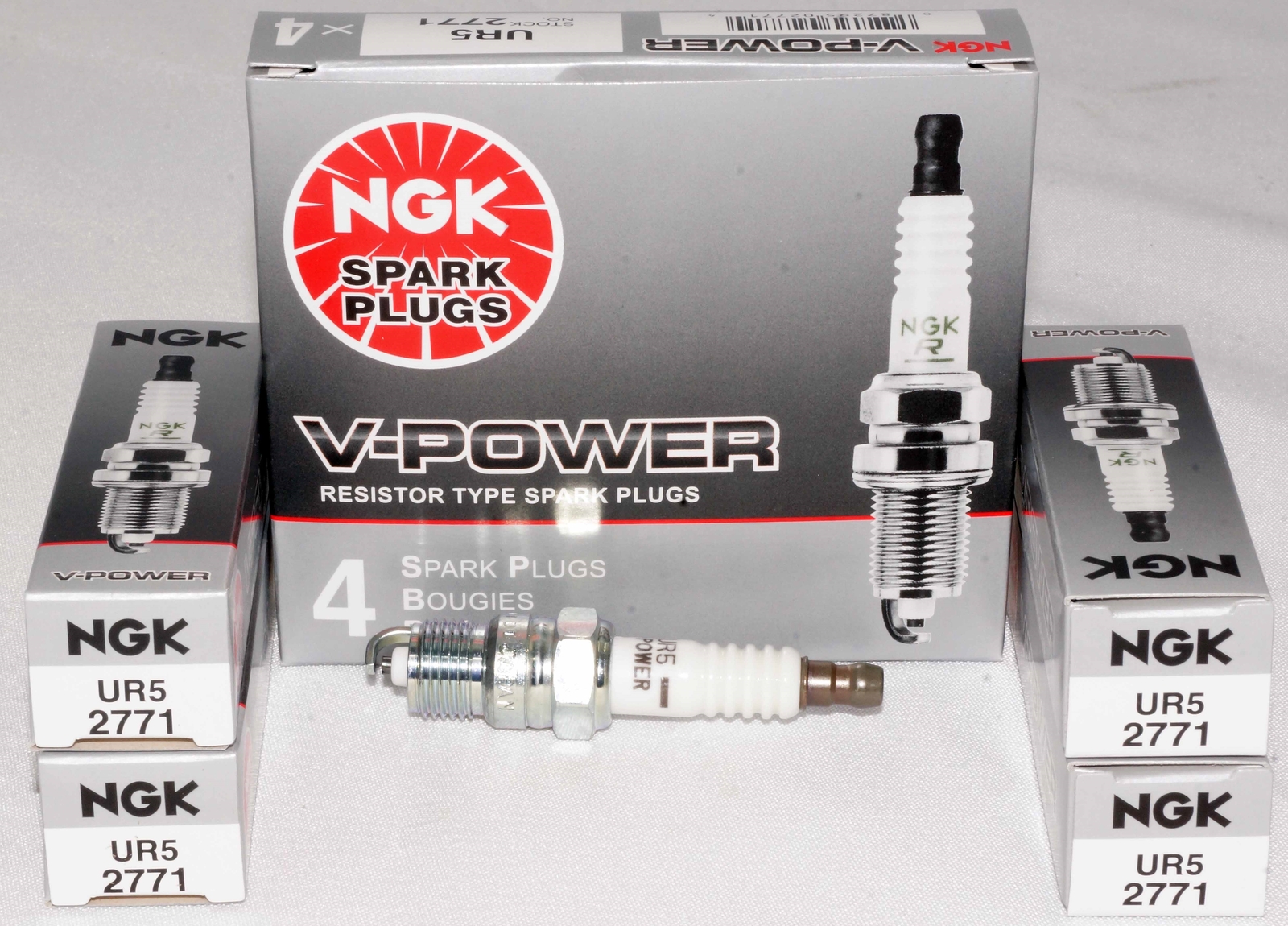Pack of 4 Genuine NGK 2771 V-Power Spark Plugs UR5