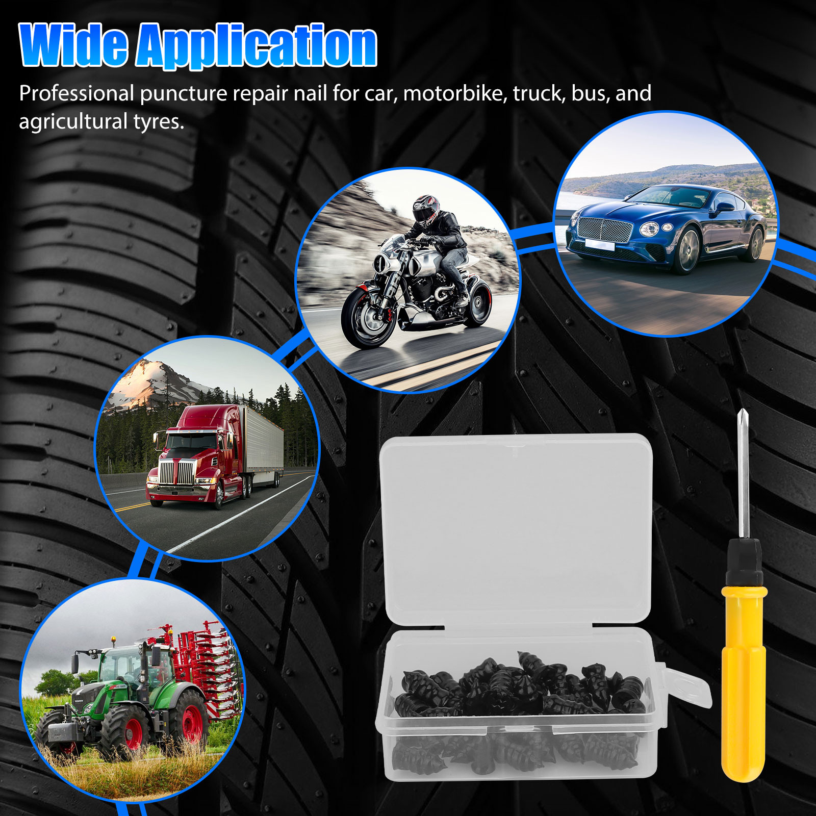 40 PCS Car Vacuum Tyre Repair Nail Tubeless Tire Repair Rubber Nails Repair Tool