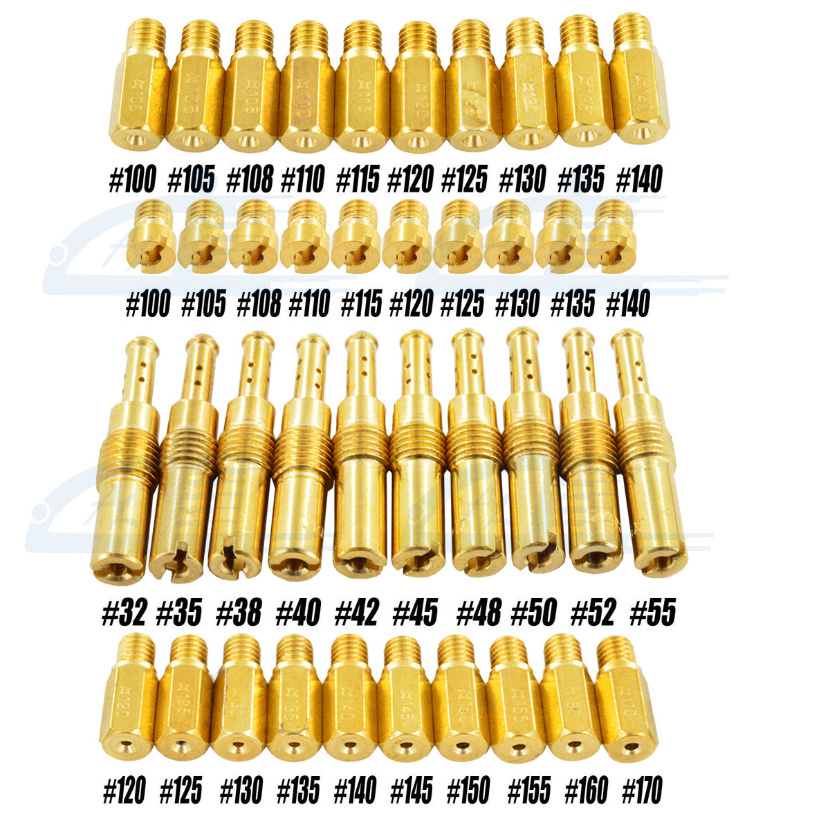 Carburetor 30Pcs Main Jets+ 10Pcs Slow/Pilot Jet Set #50 #52 #55 #120 #125 #130