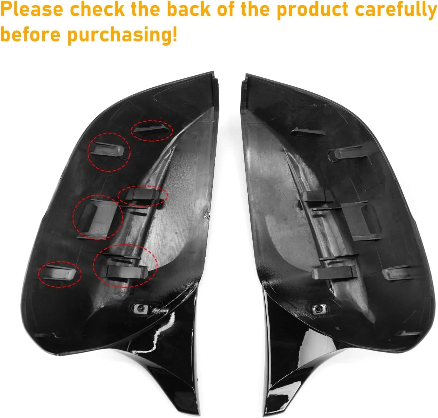 2X Mirror Cover Cap For Infiniti Q50 Q60 Q70 2014-2021 M3 Style Side Gloss Black