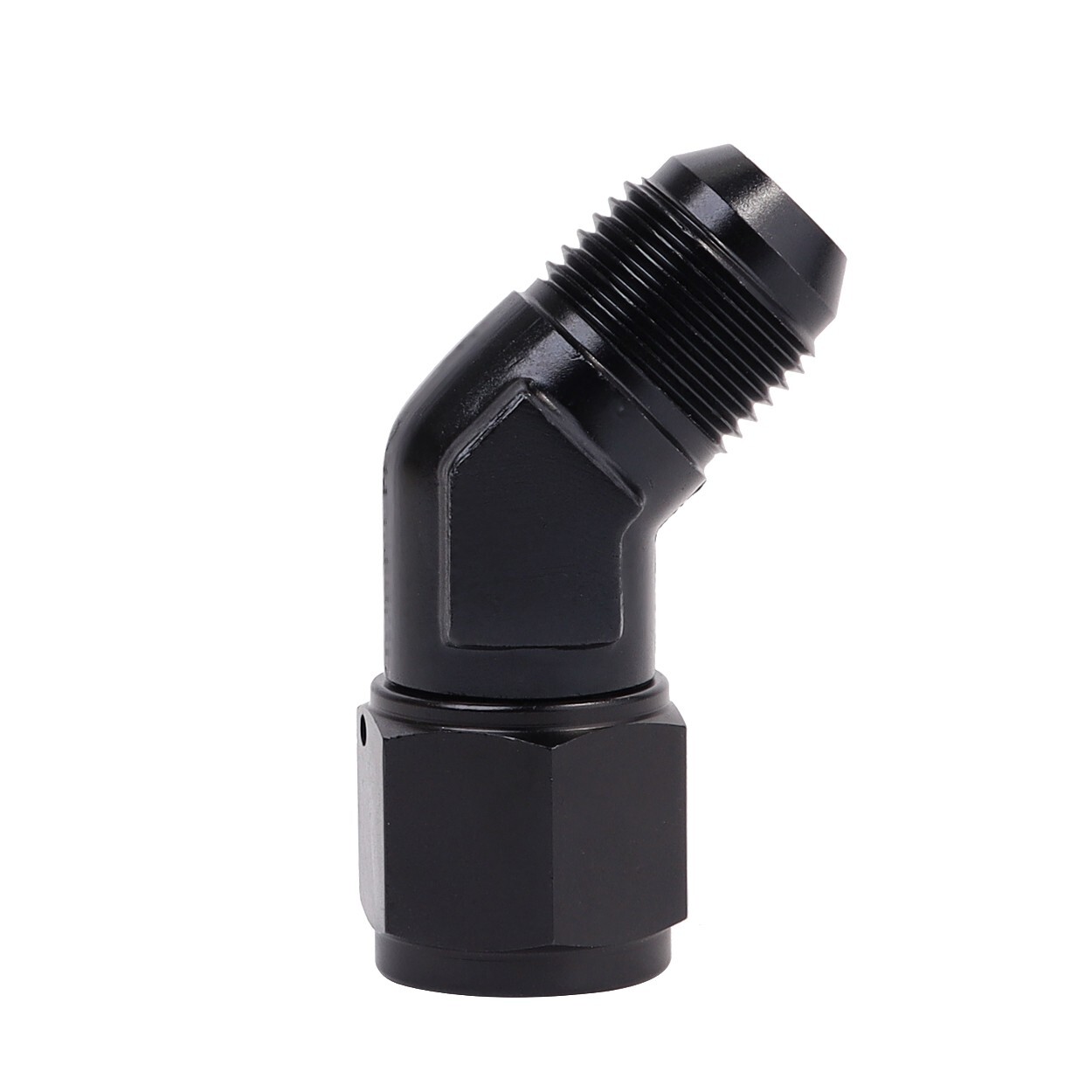 6AN Female to AN6 Male Flare 45 Degree Swivel Fitting Adapter Aluminium Black