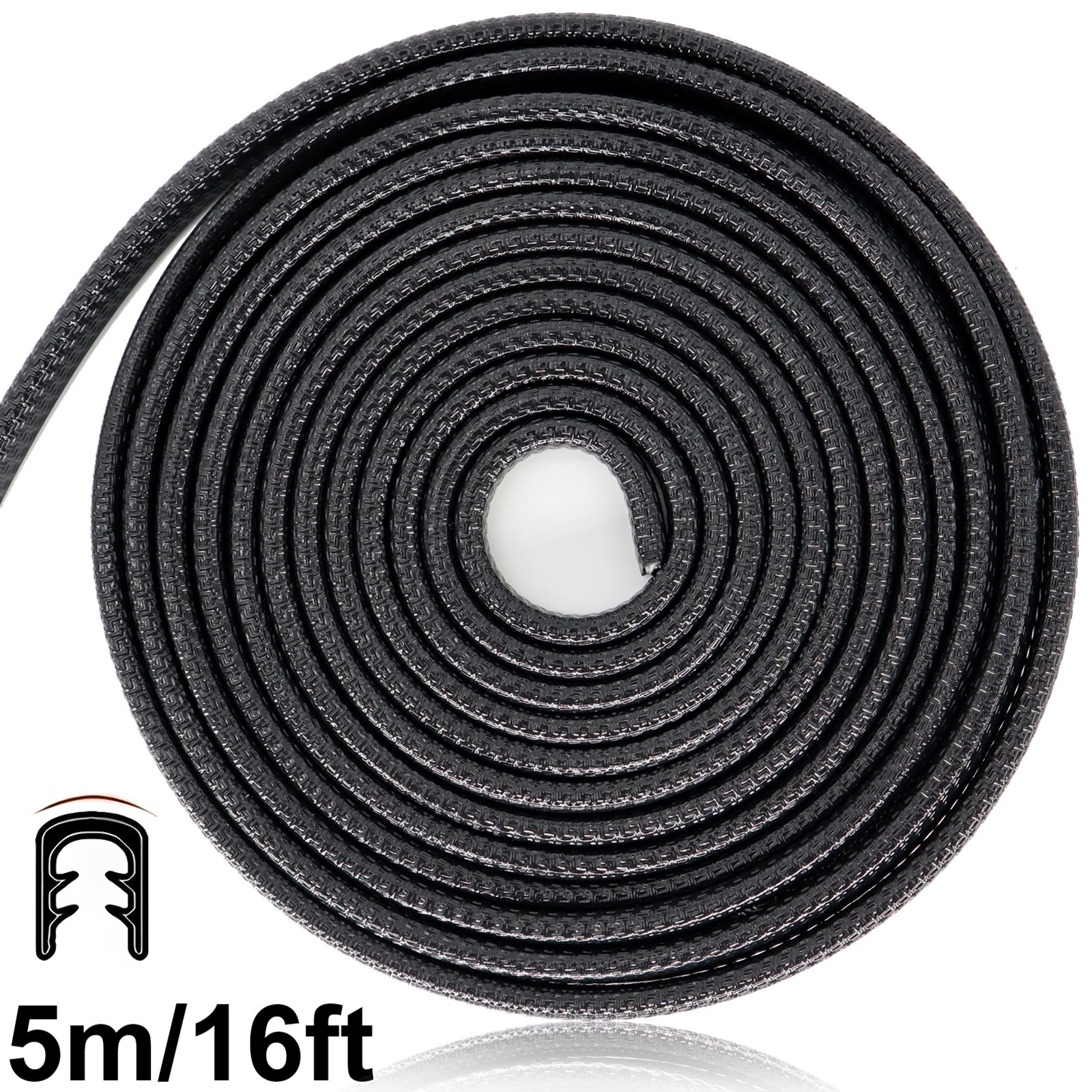 16ft Universal Rubber Car Hood Trunk Side Door Edge Molding Trim Sealing Strips