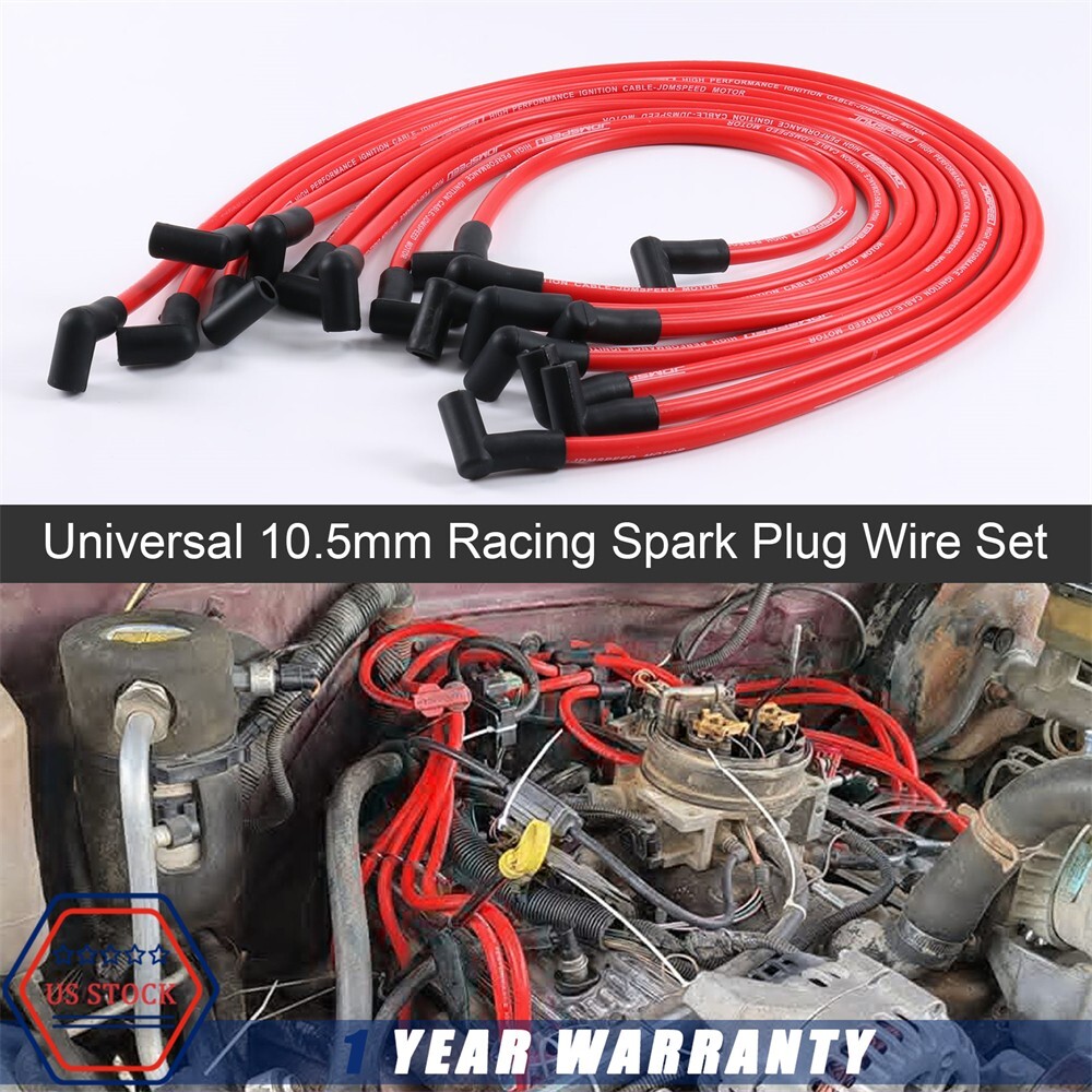 Electronic Ignition HEI Spark Plug Wire Set 10.5MM Fit Chevy SBC BBC 383 454 350