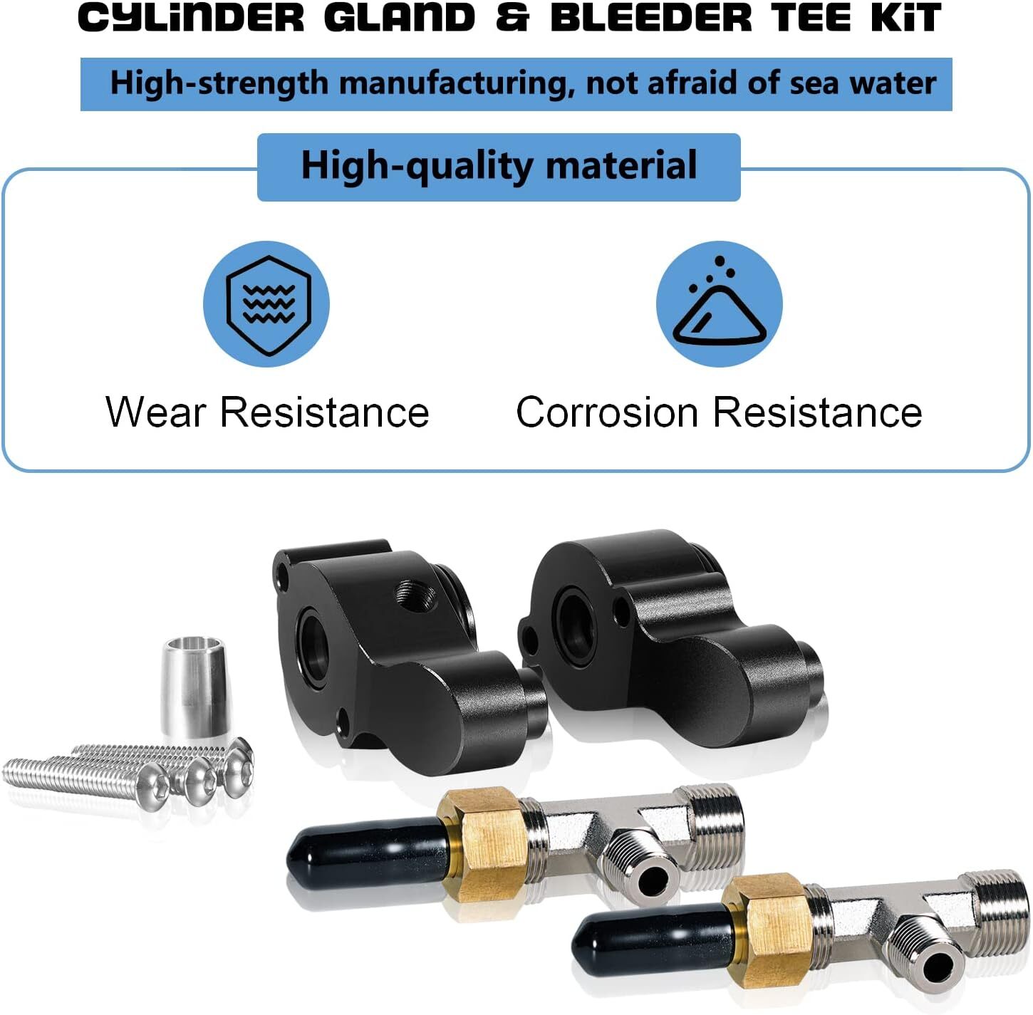 HP4600 Cylinder Gland Kit & HF4202 Bleeder Tee Kit for Baystar Hydraulic HC4645H