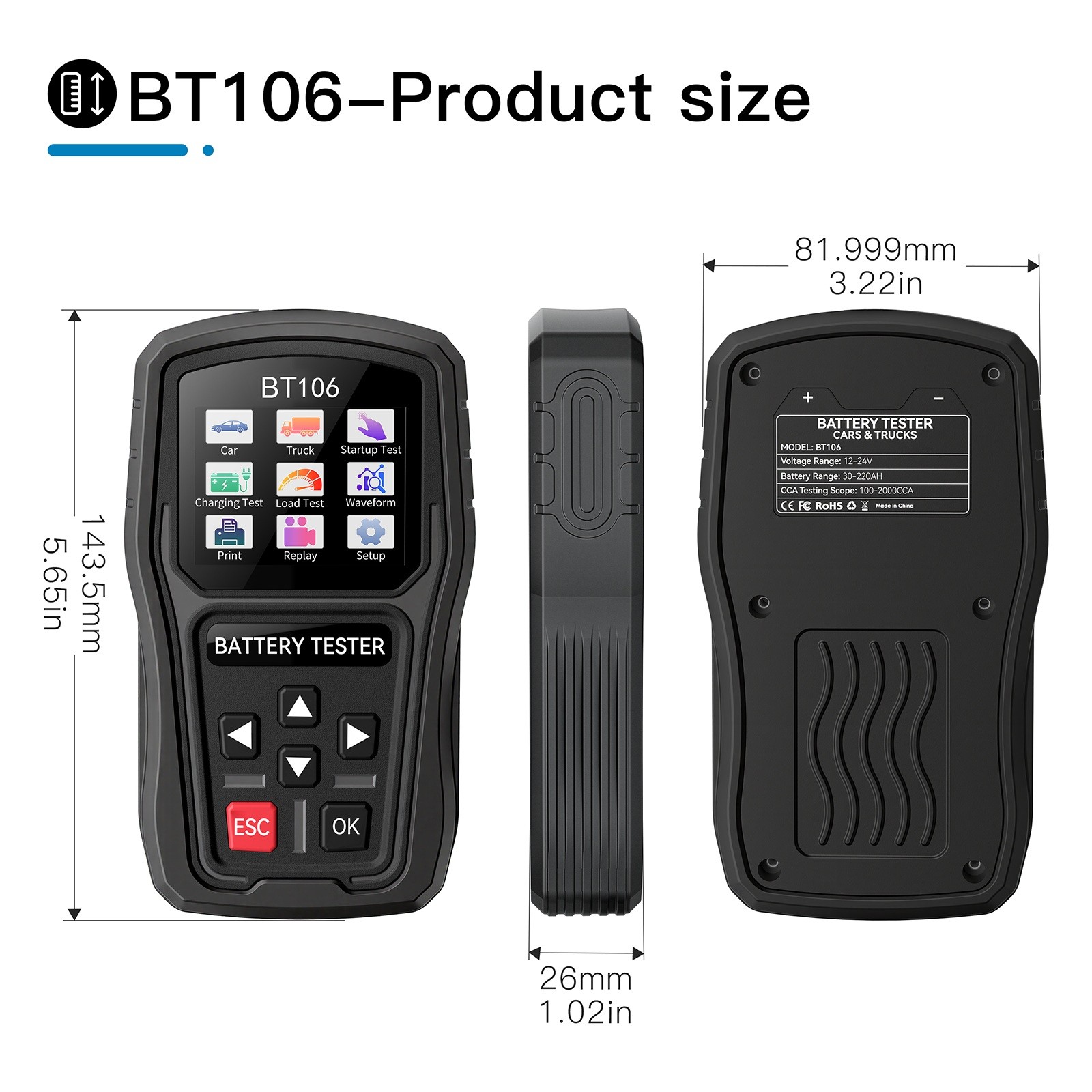 TopDiag 12V24V Car Battery Tester Truck Startup Charging Load Tester AGM GEL EFB
