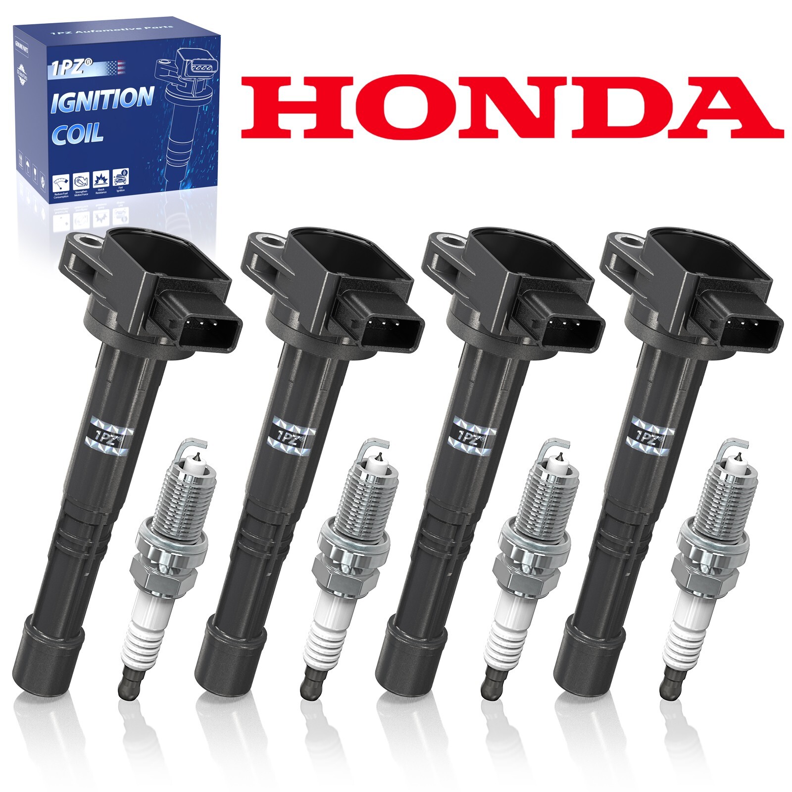 4x Ignition Coils Spark Plugs For Honda CR-V Accord 2.4L OEM UF583 30520-RAA-007