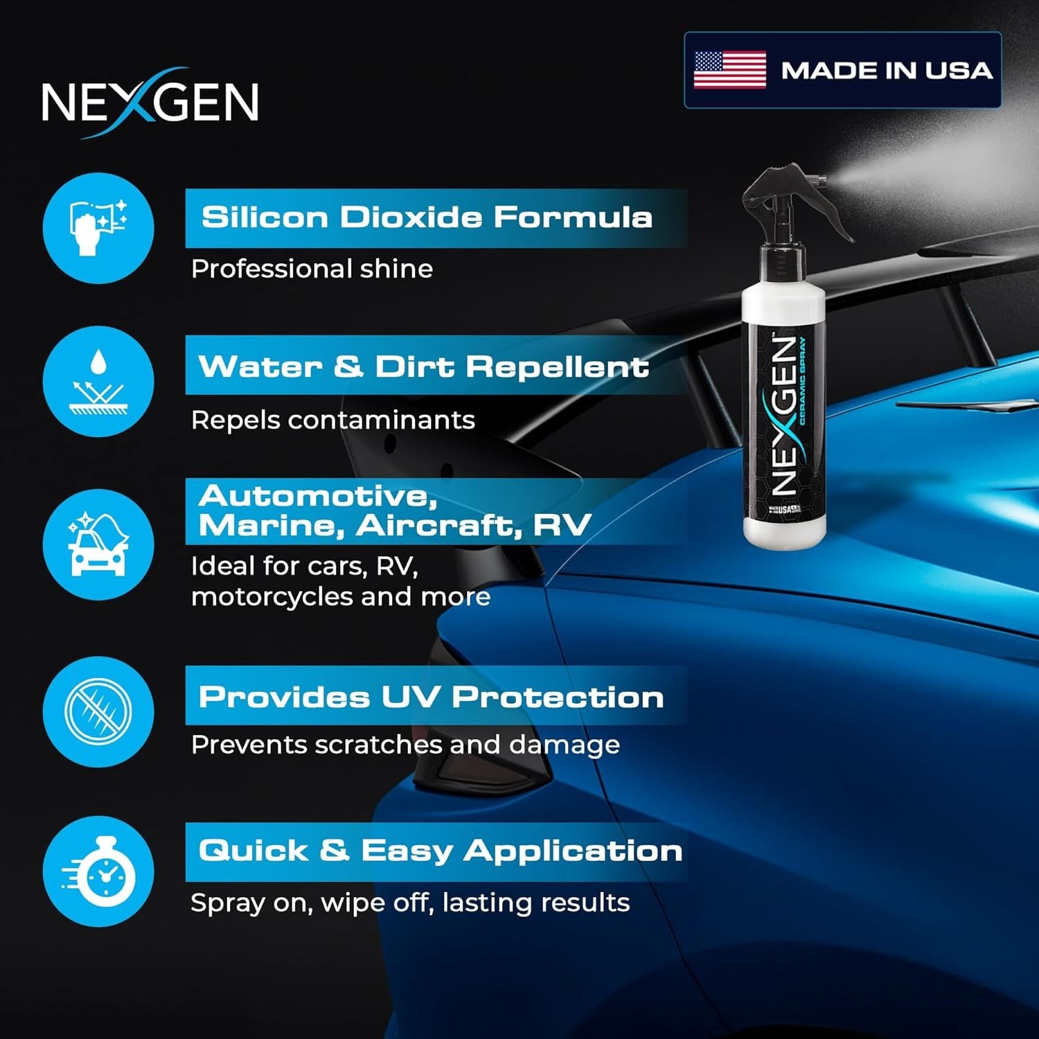 User-Friendly 8oz Ceramic Spray for Scratch and UV Protection on All Vehicles