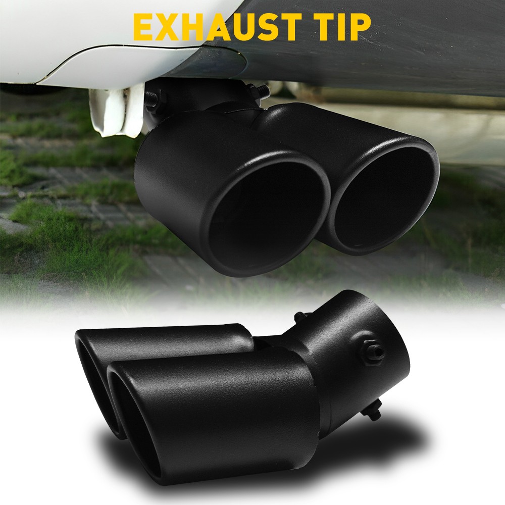1 Black Car Stainless Steel Rear Exhaust Pipe Tail Muffler Tip Round Accessories