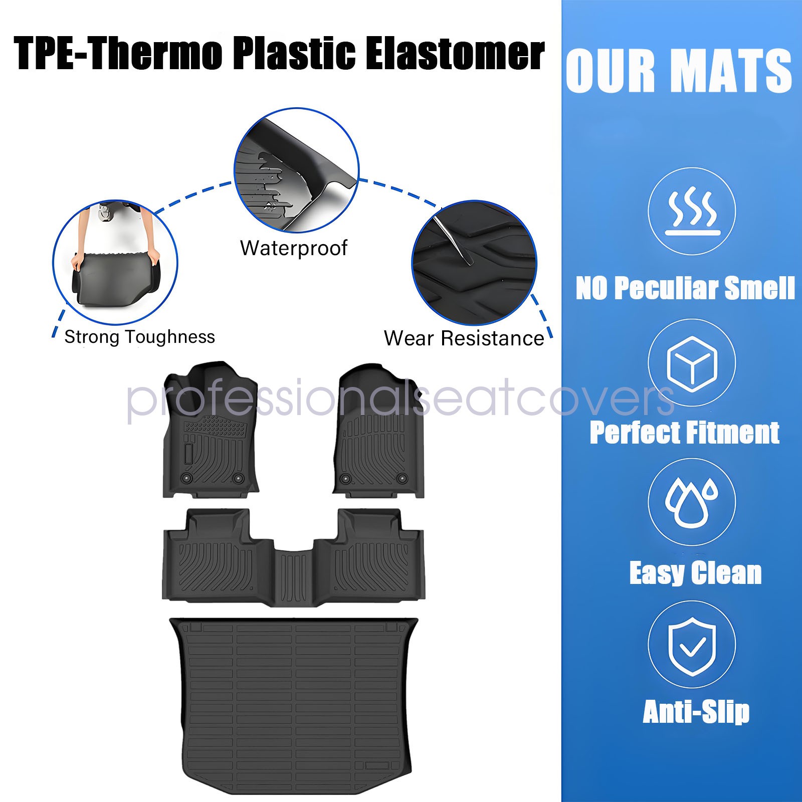 For 2011-2021 Jeep Grand Cherokee All Weather TPE Floor Mats Trunk Cargo Liner