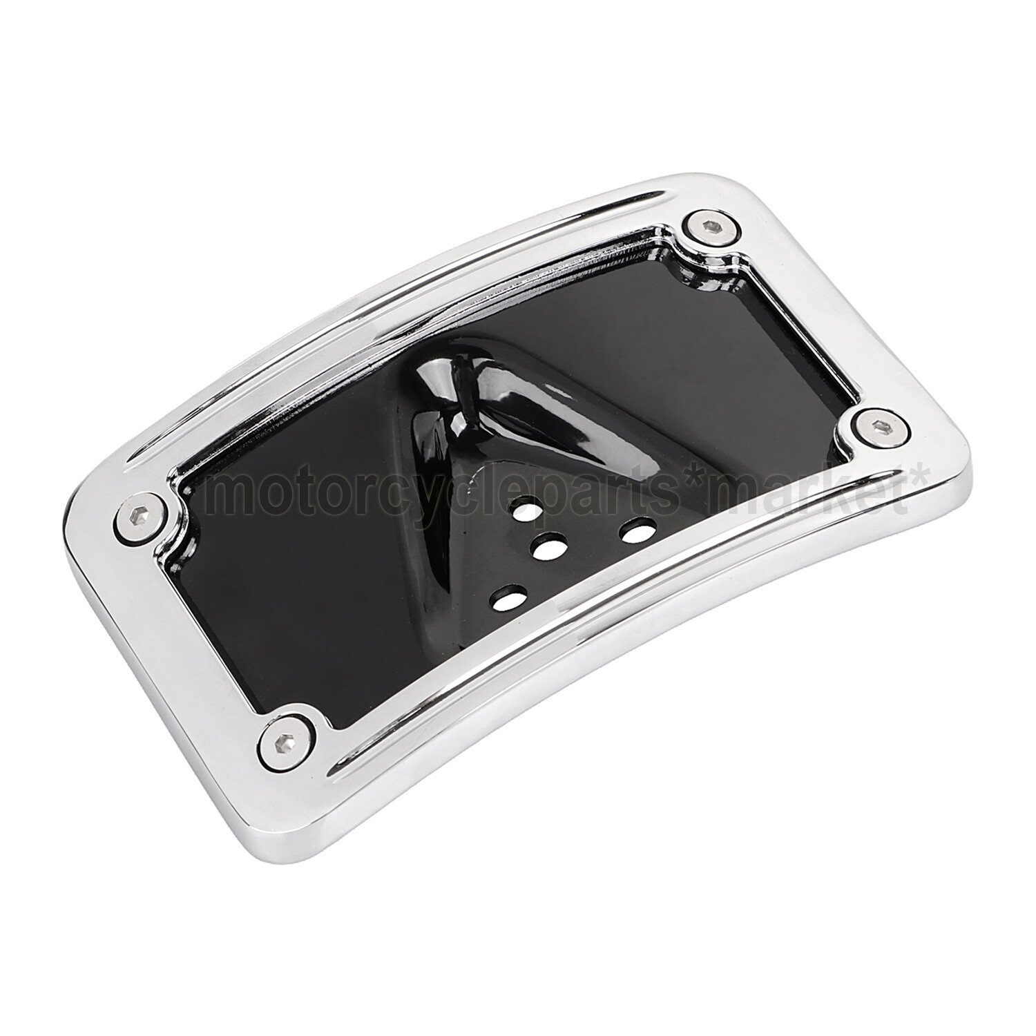 Chrome CNC Curved Laydown License Plate w/ Bracket For Harley Sportster XL Dyna