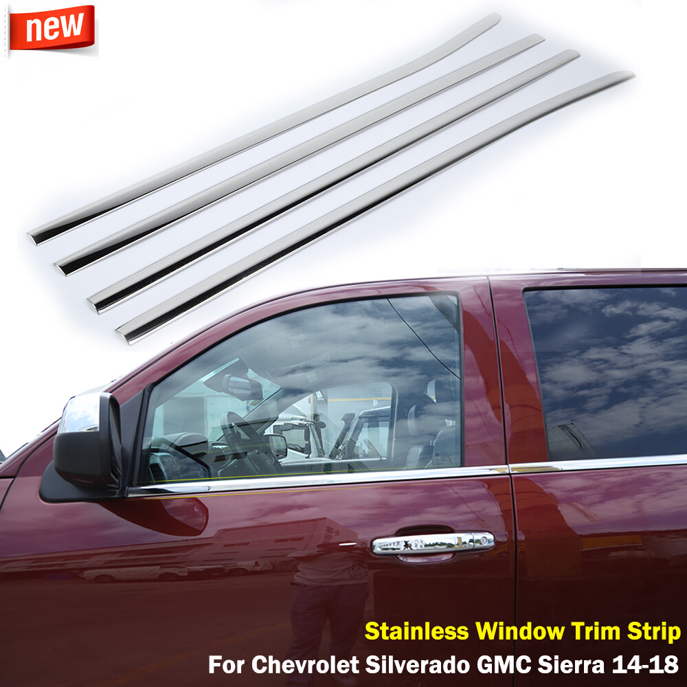 Stainless Window Trim Strip For Chevy Silverado GMC Sierra 14-18 Accessories 4pc