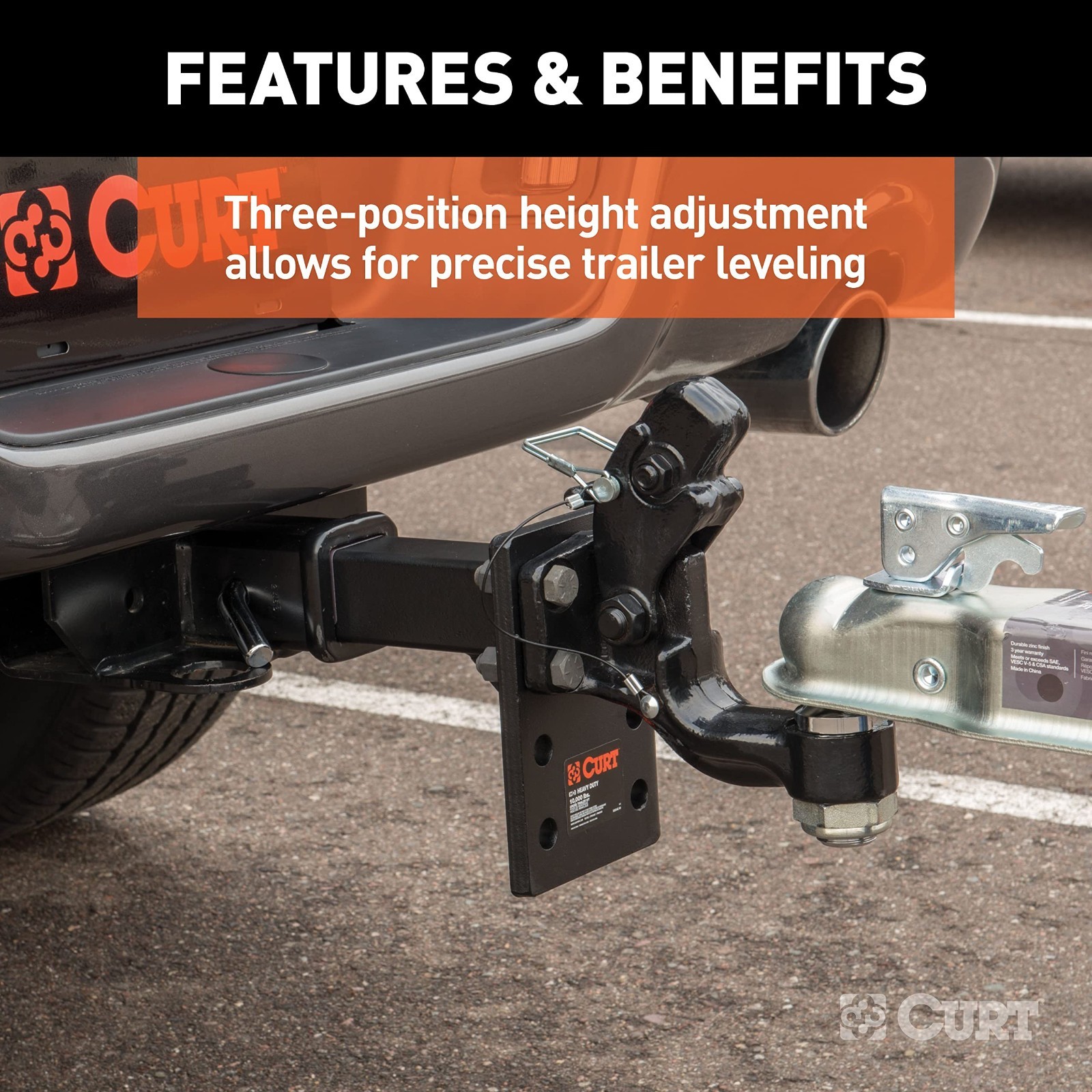 Adjustable Pintle Mount for 2″ Hitch Receiver, 15,000 lbs Capacity, 6.5″ Drop