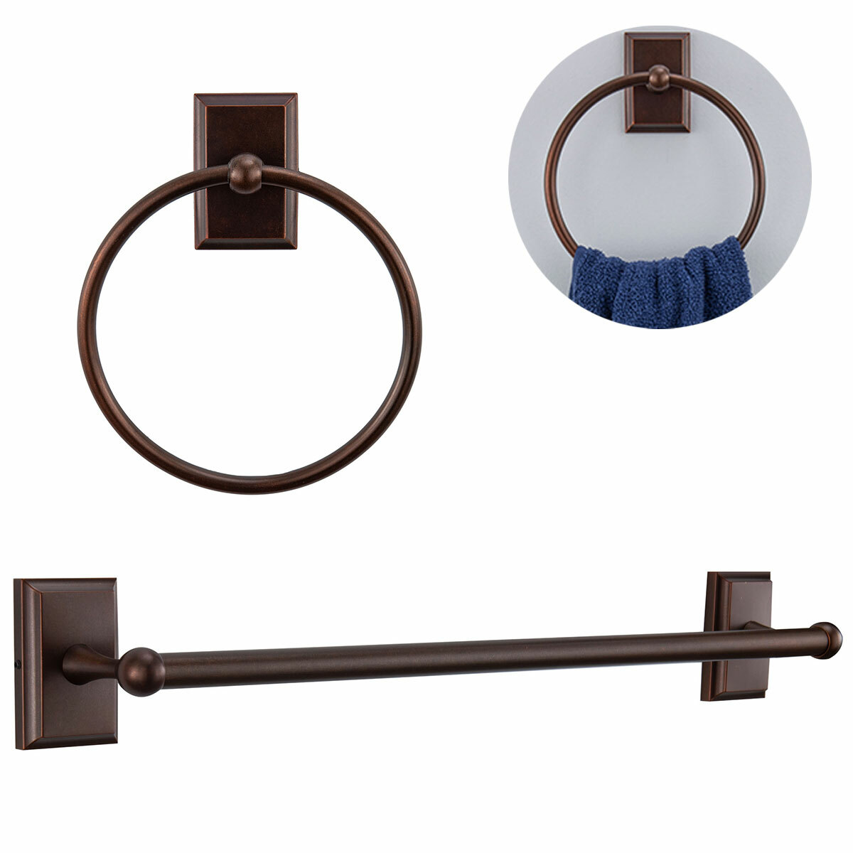 Oil Rubbed Bronze RV Wall Mounted Towel Rack with Hand Towel Ring Decorative
