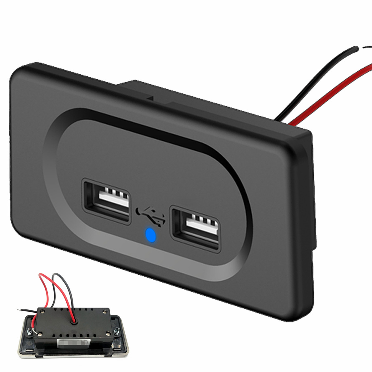 12V Dual USB Car Charger Ports Power Adapter LED Cigarette Socket Fast Charging