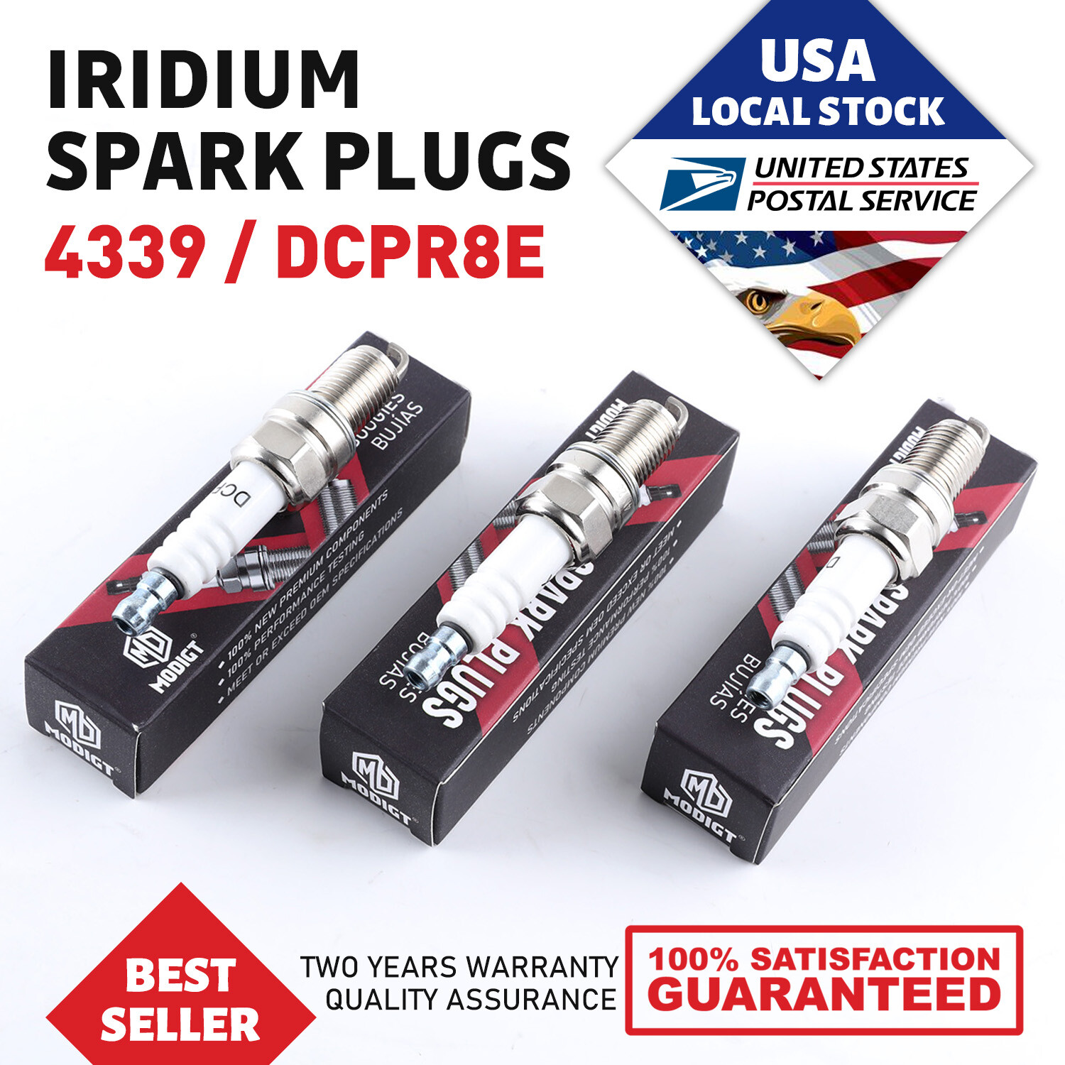 6pcs For NGK Spark Plug 12mm Copper Core Iridium Flat Seat 4339 DCPR8E OEM NEW