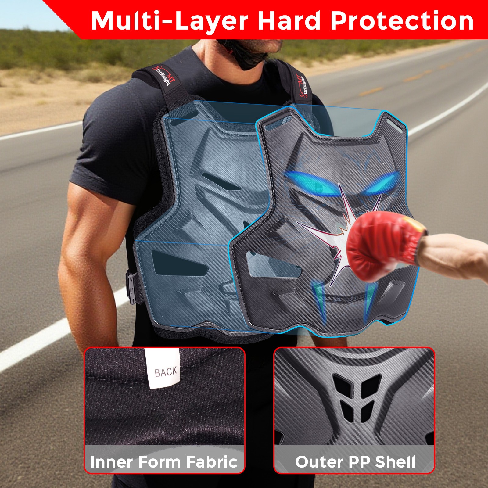 Adult Motocross Chest Protector Lightweight Adjustable Armor for Riding & Sports