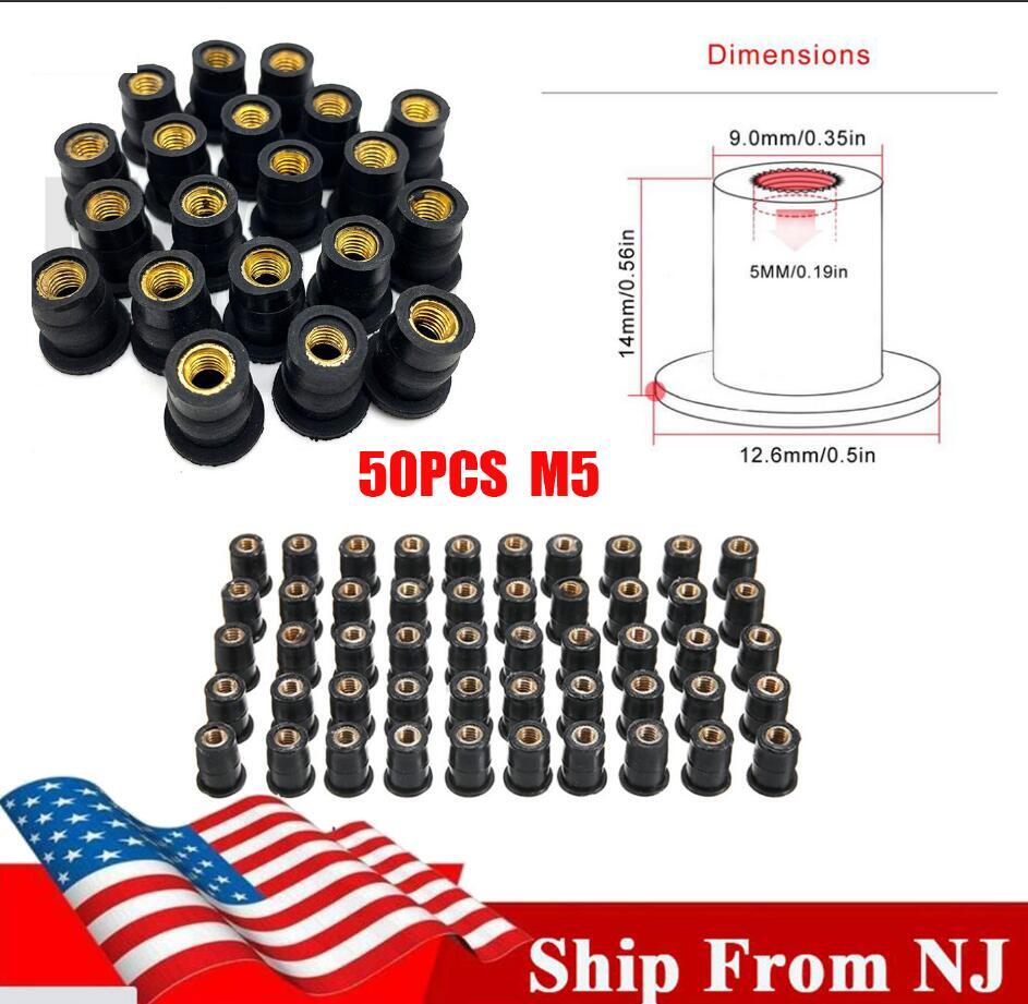 50PCS Motocycle M5 5MM Well Nut Universal Windscreen Fairing Wellnuts Wellnut
