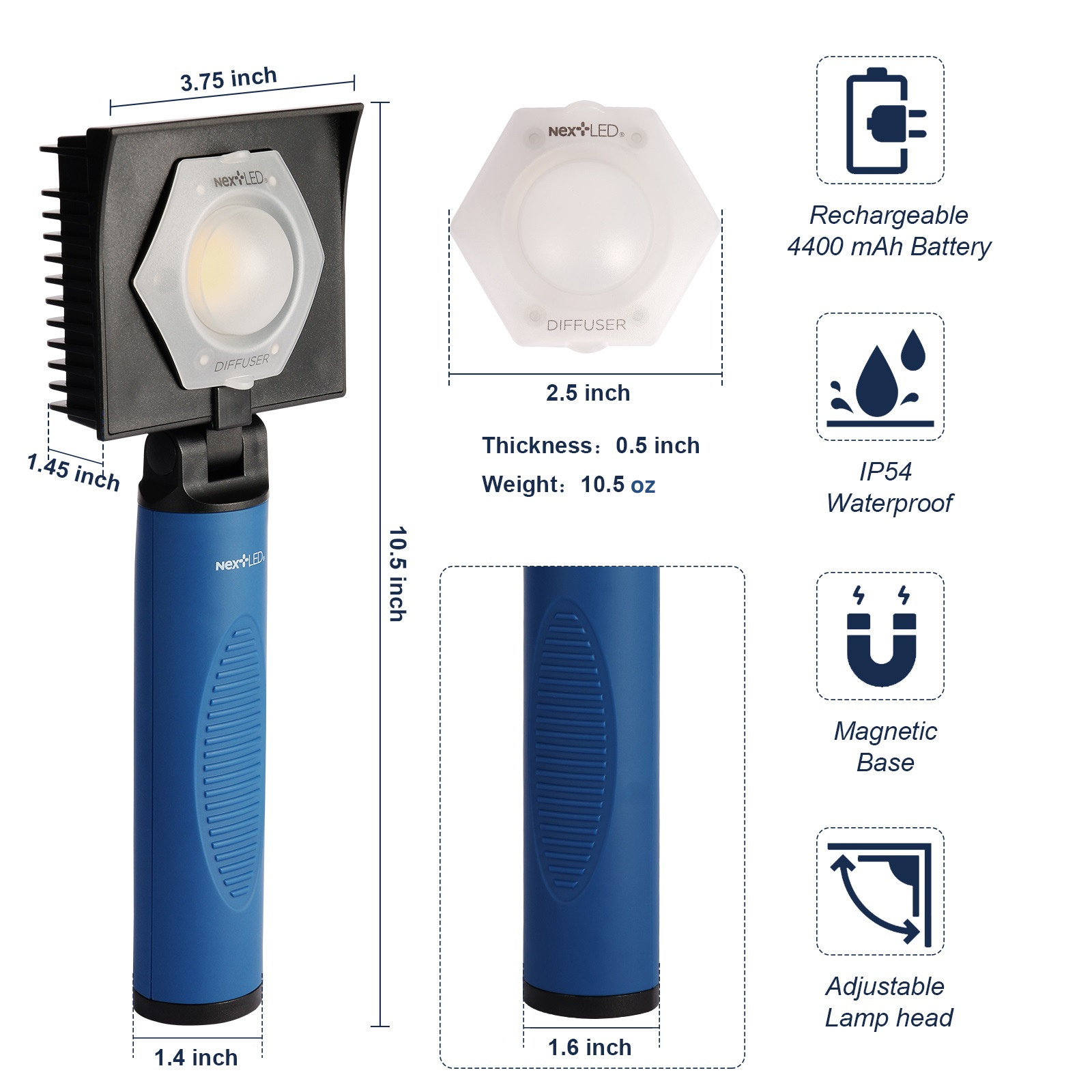 NextLED NT-V3505 Rechargeable Ceramic Coating Application Light, CRI 95, 1000 LM