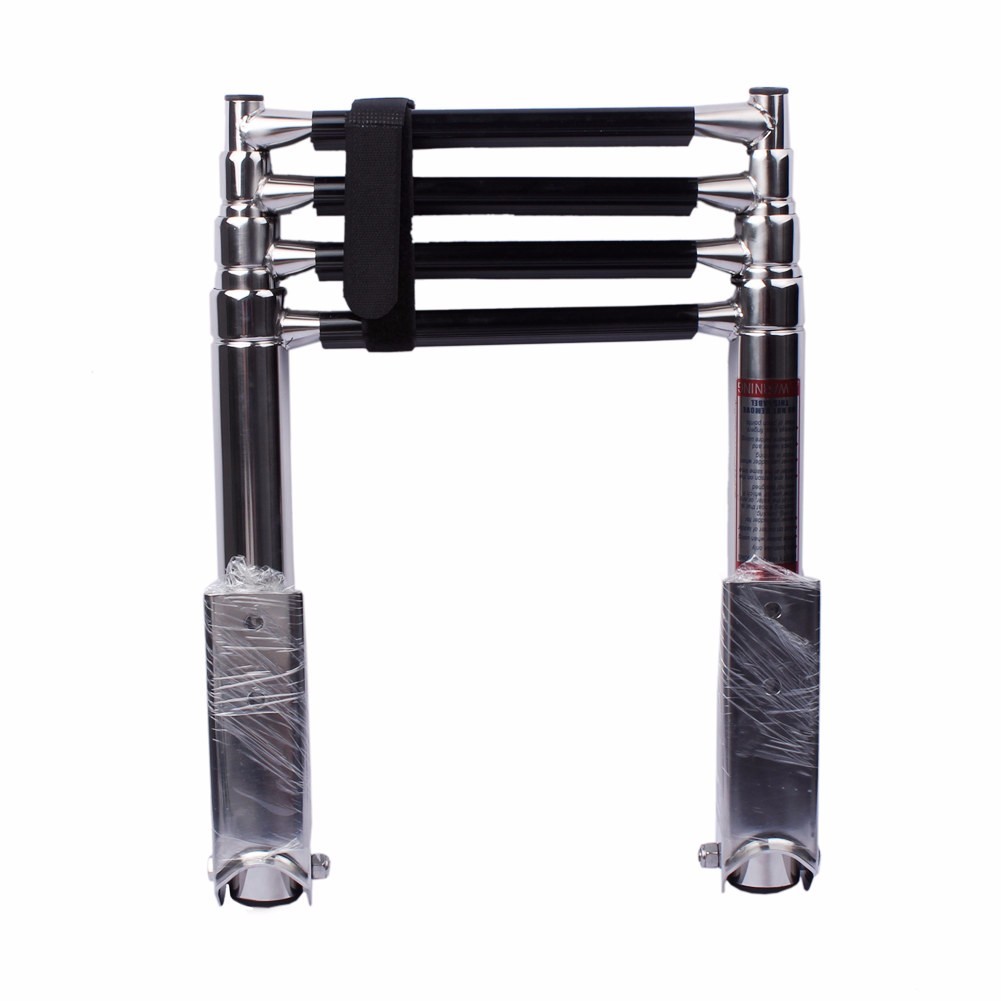 Telescoping 4 Steps Boat Ladder Marine Stainless Steel Upper Platform 15-5/8″
