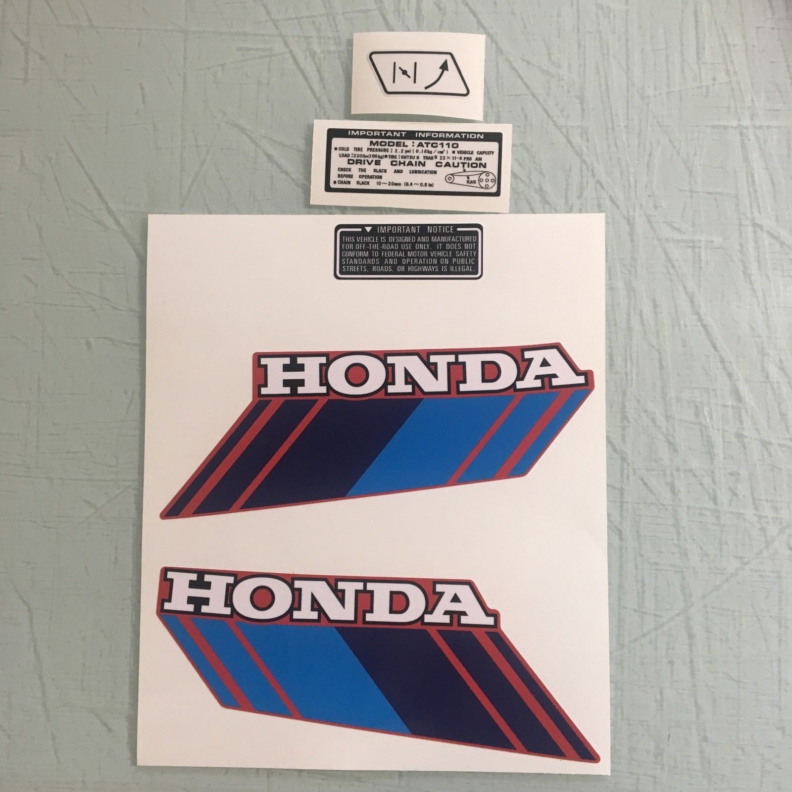 Honda 1985 85 ATC110 ATC 110 Tank Decal Set H160 H172 H177 H194