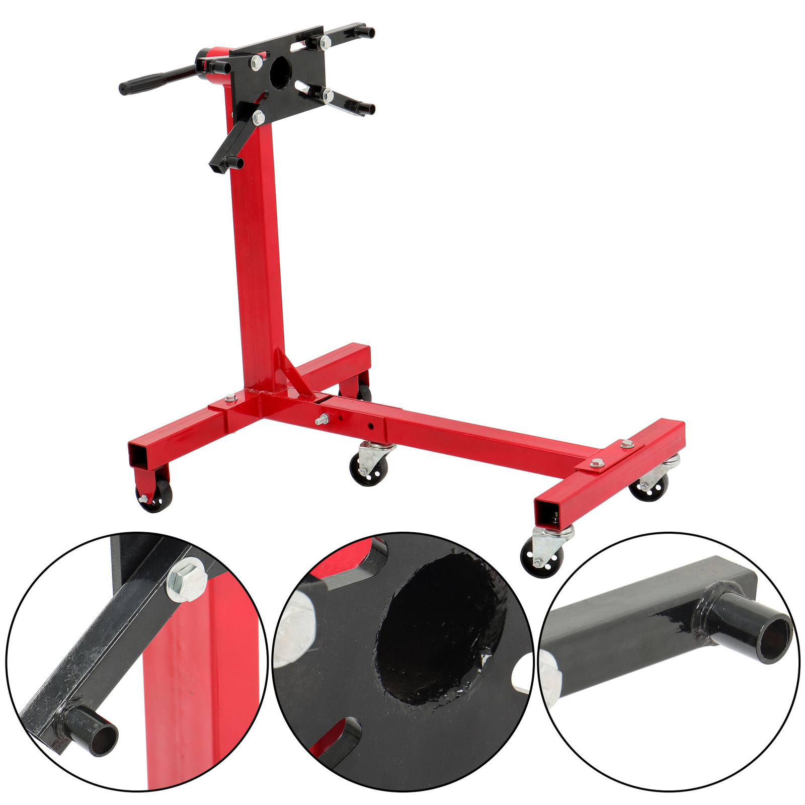 Rotating Engine Stand 1500lbs Folding Motor Hoist Dolly w/ 360° Adjustable Head