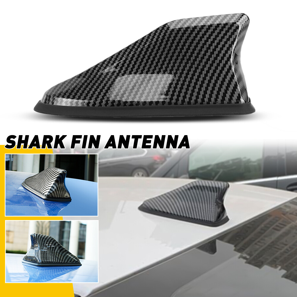 Carbon Fiber Car Roof FM AM Radio Functional Shark Fin Antenna Aerial Cover