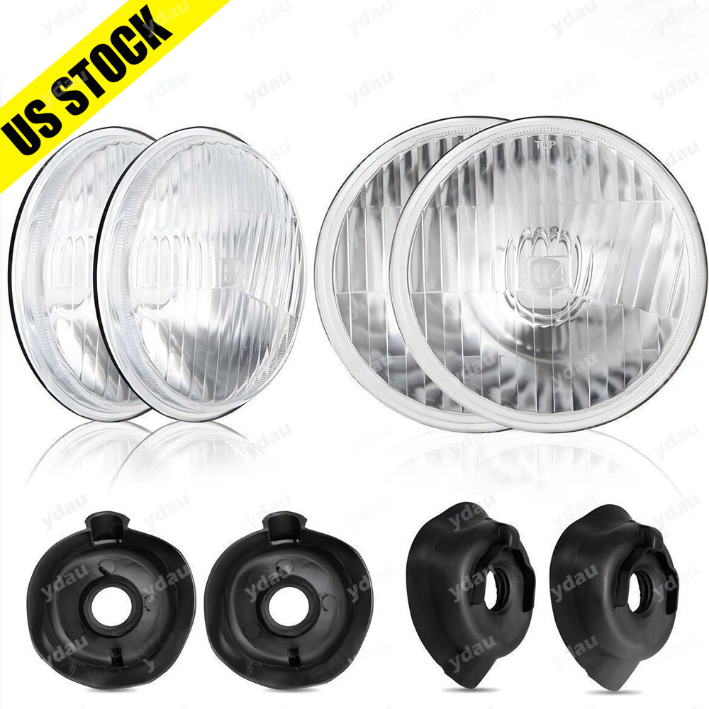 2 Pair 5.75″ High/low Round Headlight kit Set Conversion Glass Lens H5001 H5006