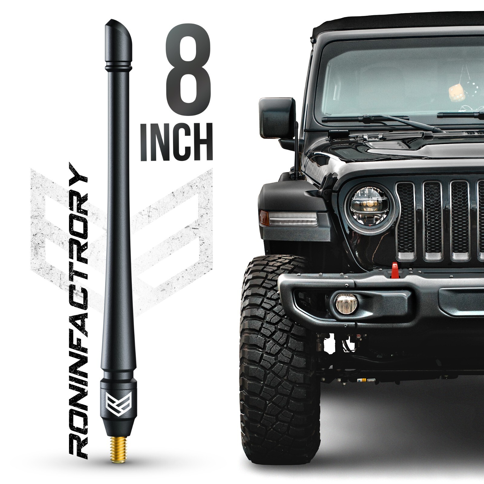 Short Antenna for 2007+ Jeep Wrangler Gladiator Sport 8 Inch Flexible TUFFGUARD