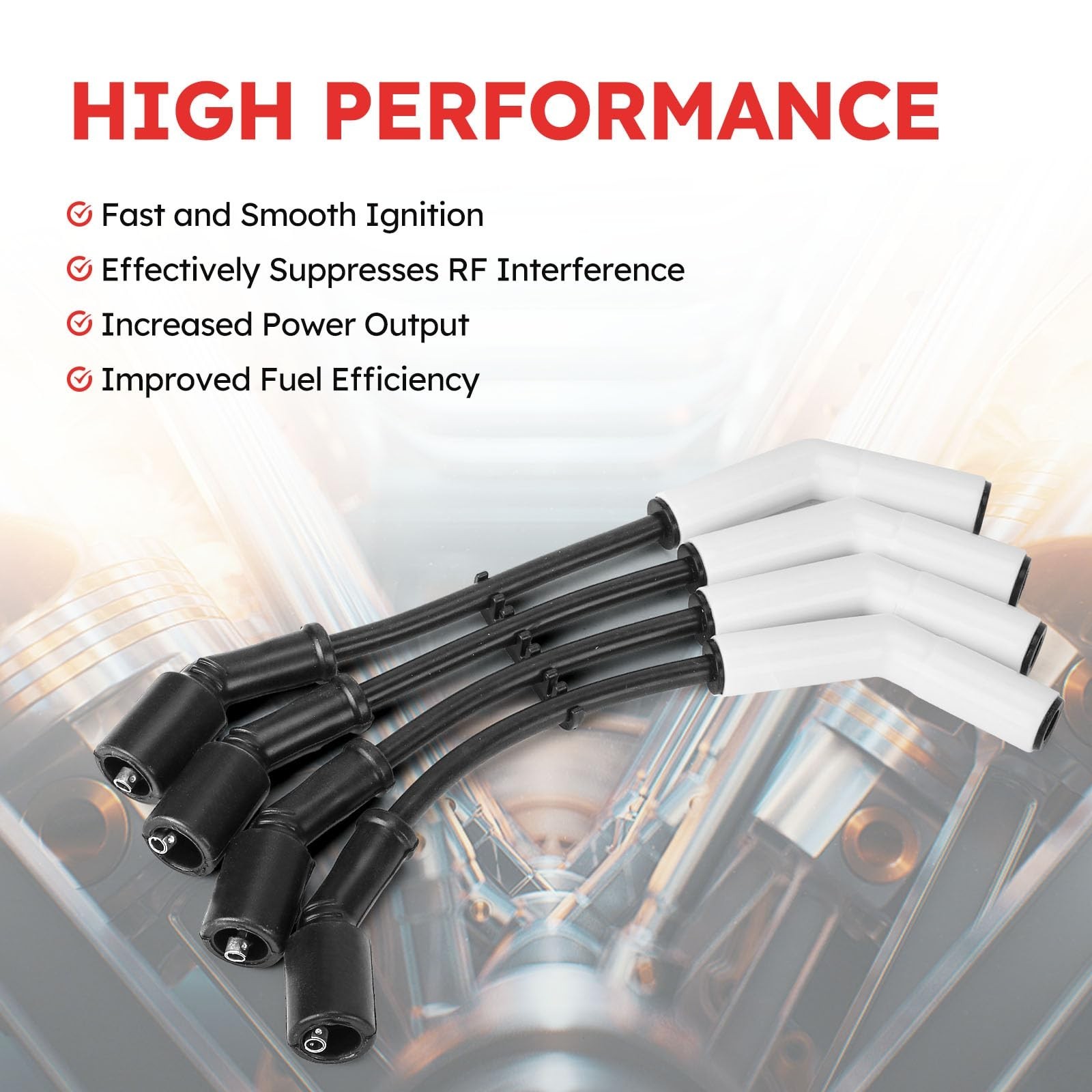 Ceramic Boot Spark Plug Wires Set for GM LS3 LS4 LS7 LT Engine – Extreme 9000