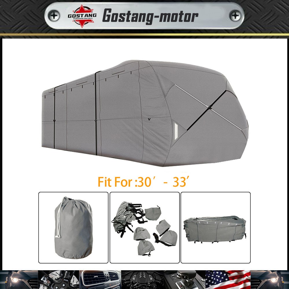 Waterproof Anti-Snow Trailer RV Cover Fit For Camper 30′-33′ Upgraded 4-Ply