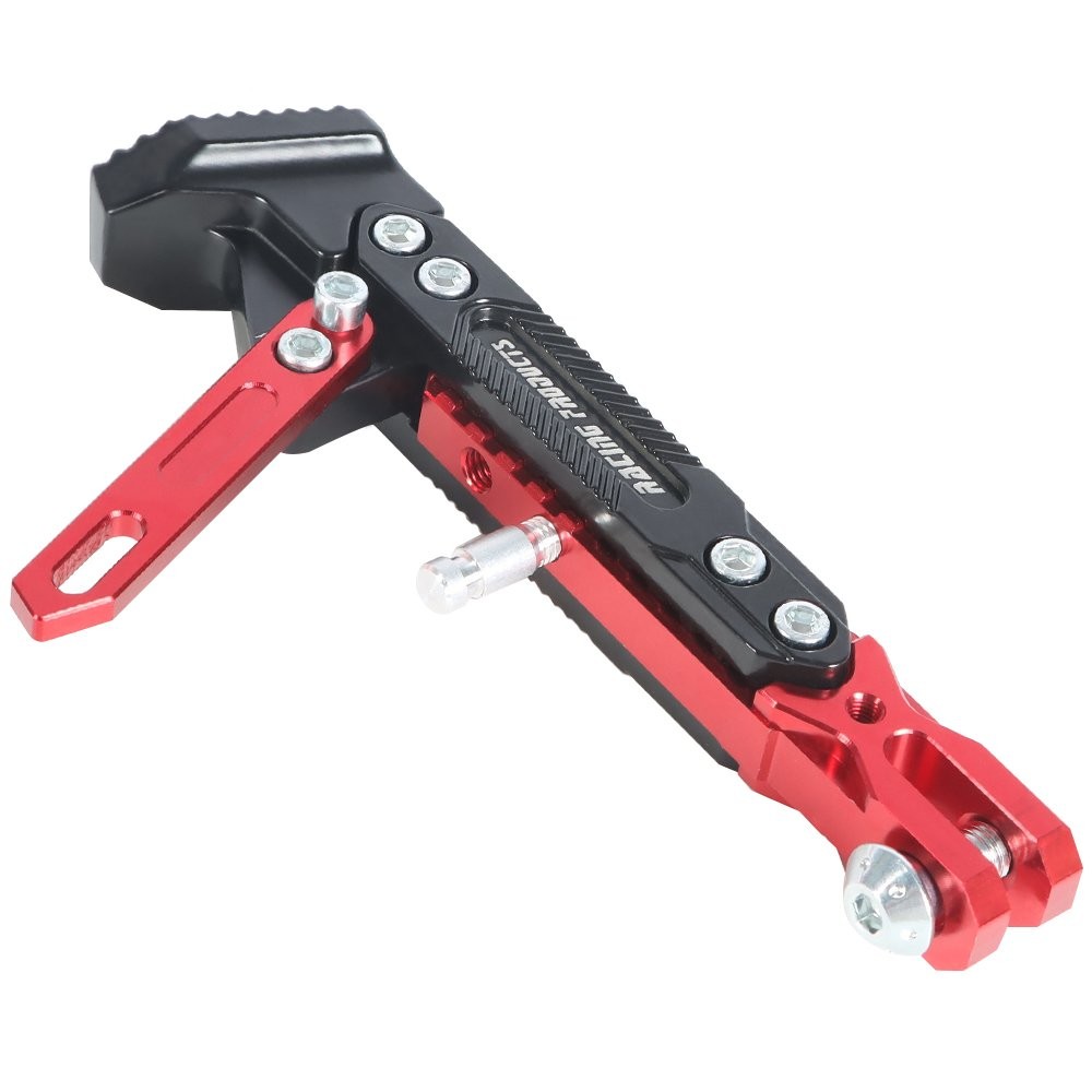 Red CNC Aluminum Alloy Kickstand Adjustable Motorcycle Foot Side Support Stand