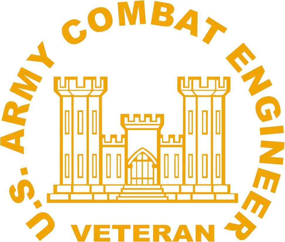 “U.S. ARMY COMBAT ENGINEER VETERAN” 3 Mil Vinyl Sticker for Car/Truck Window