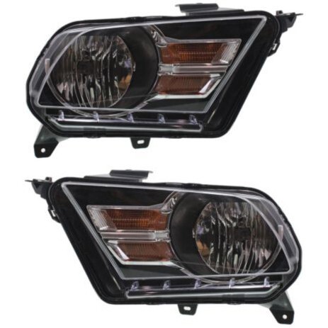 Headlight Set For 2010-2014 Ford Mustang Left and Right Chrome Housing 2Pc