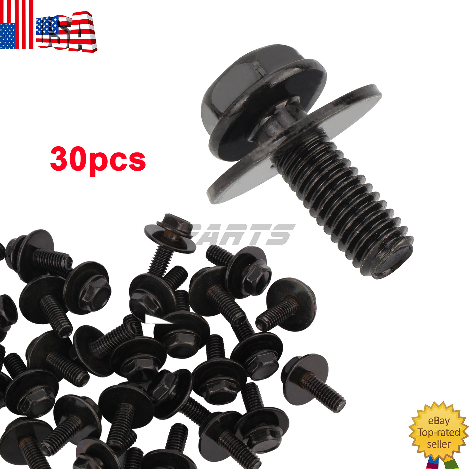 For Toyota Body Bolts- M6-1.0 x 16mm Long- 10mm Hex- 17mm Washer- 30 bolts- #180