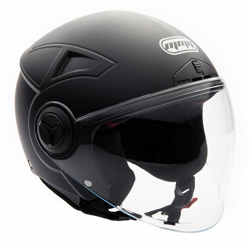 MMG Motorcycle Scooter Pilot Open Face Flip-Up Helmet DOT – Matte Black Medium