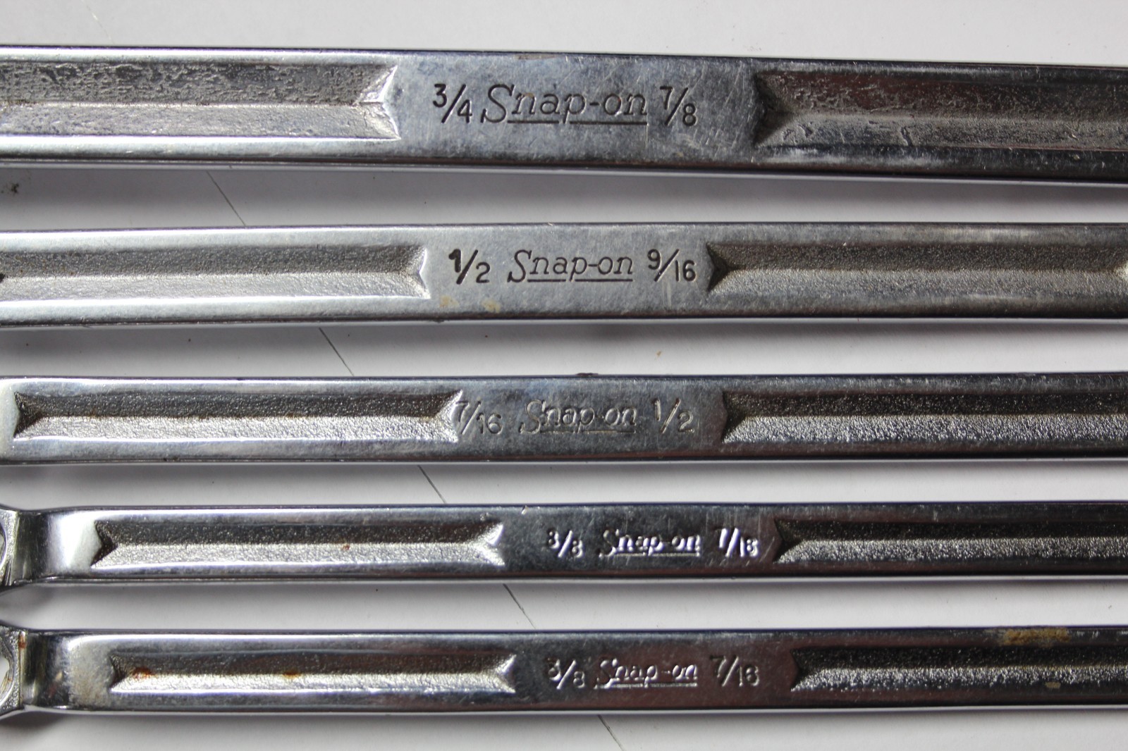 Snap-on TOOLS XV Series SAE Offset Double Box End Wrench Lot 5 Pieces USA