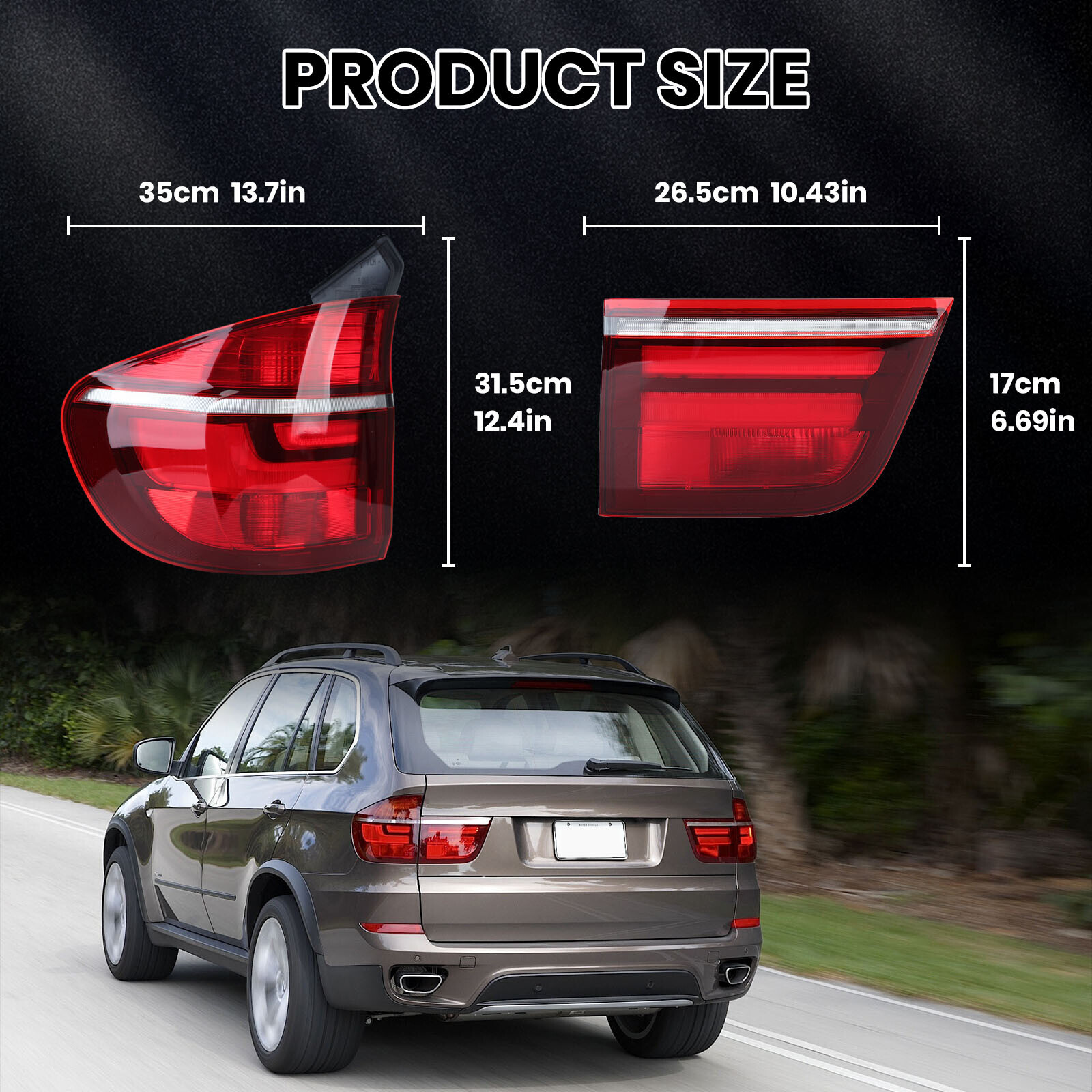 4PCS Outer Inner Tail Light Rear Lamp Brake For BMW X5 E70 2007 2008 2009-2013