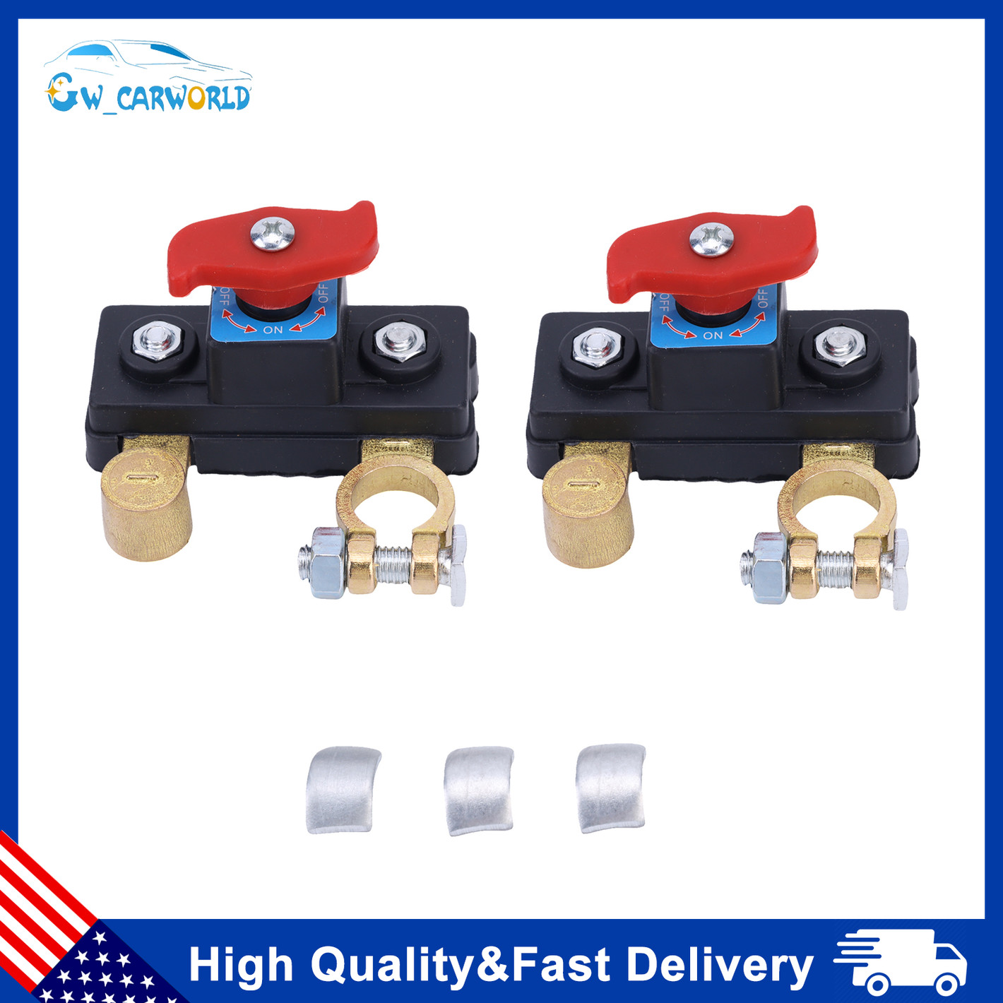 New 2x Battery Disconnect Switch 12V-24V For Cars Trucks Vans RVs Boats US Stock