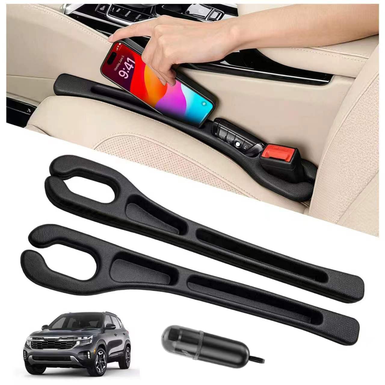 CGhardbay Car Seat Gap Filler Organizer 2Pcs,Car Accessories with Black